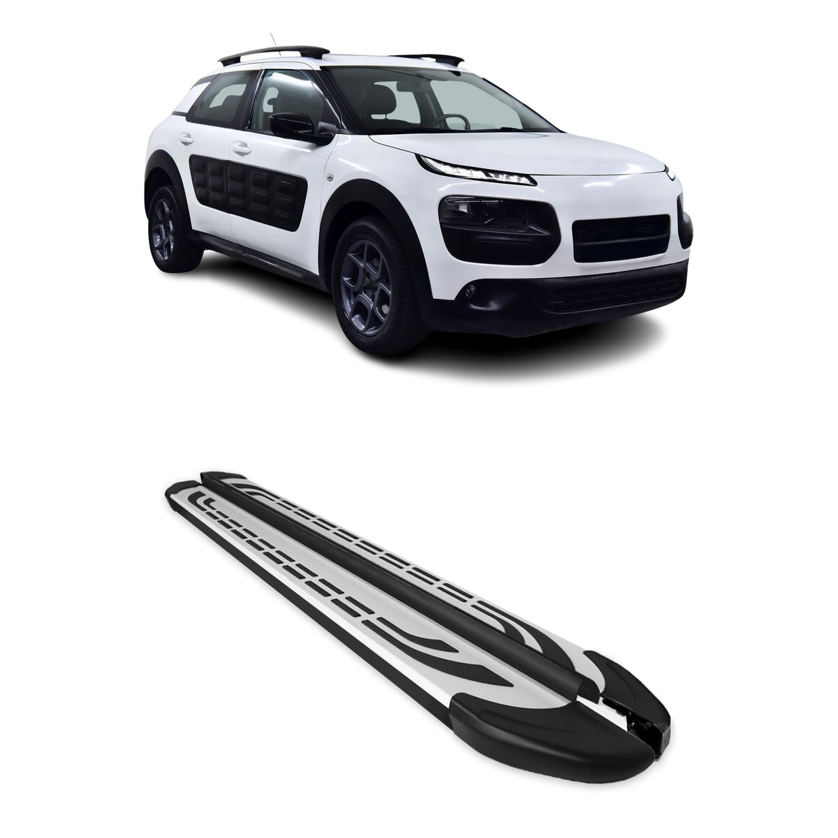 Marchepieds Latéraux pour Citroen C4 Cactus 2014-2022 Aluminium Gris Noir 2x