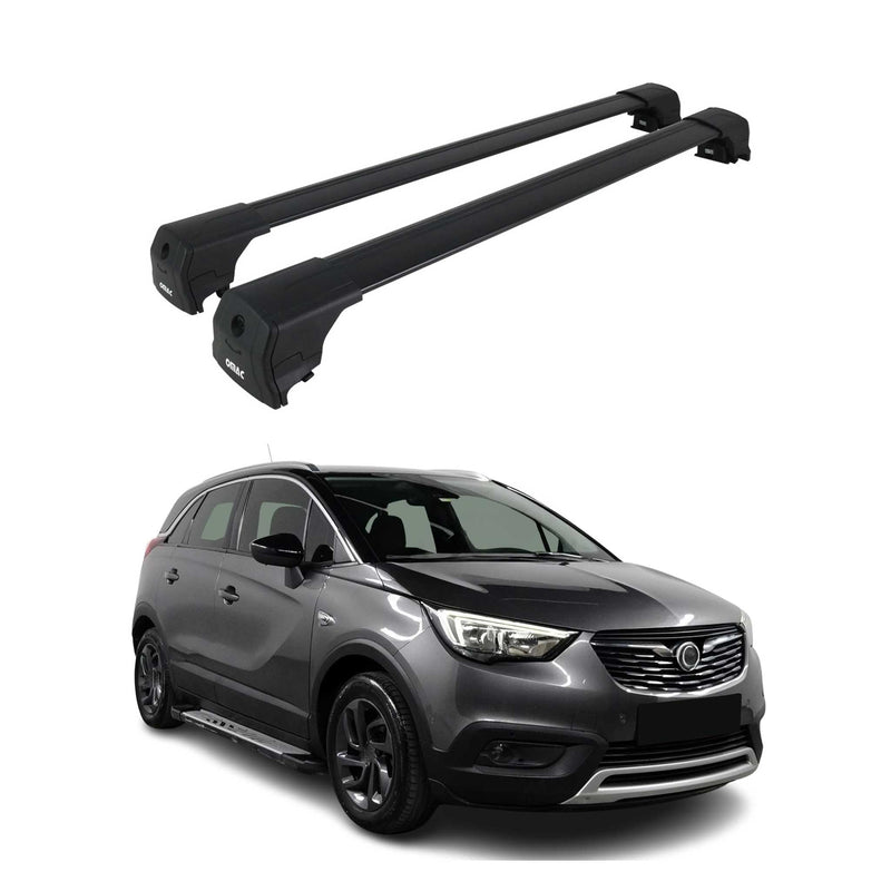 Barres De Toit Transversales pour Opel Crossland X 2017-2022 SUV Alu Noir ABE