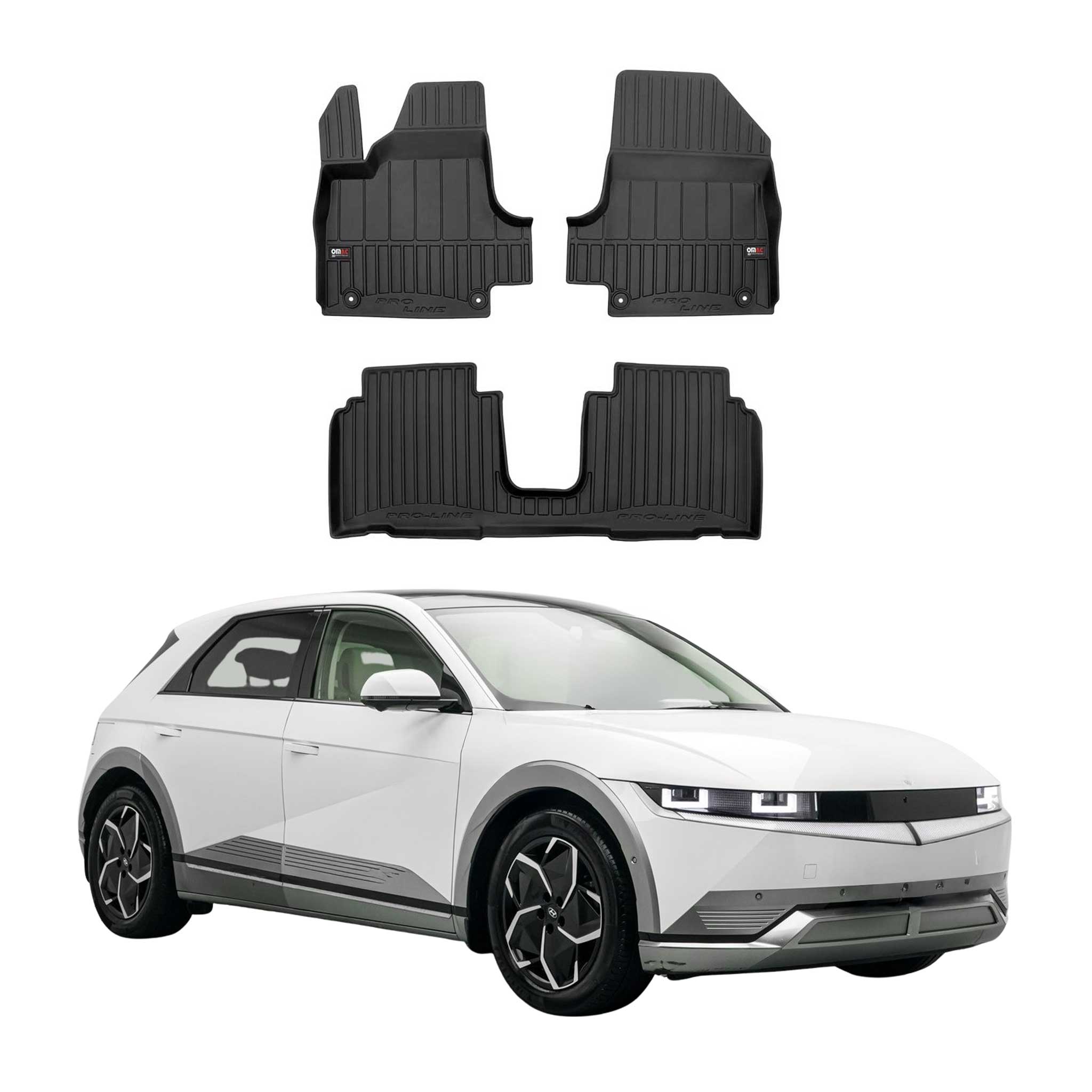 OMAC Tapis de sol sur mesure noir pour Hyndai Ioniq 5 2021-2026 3 pièces en TPE