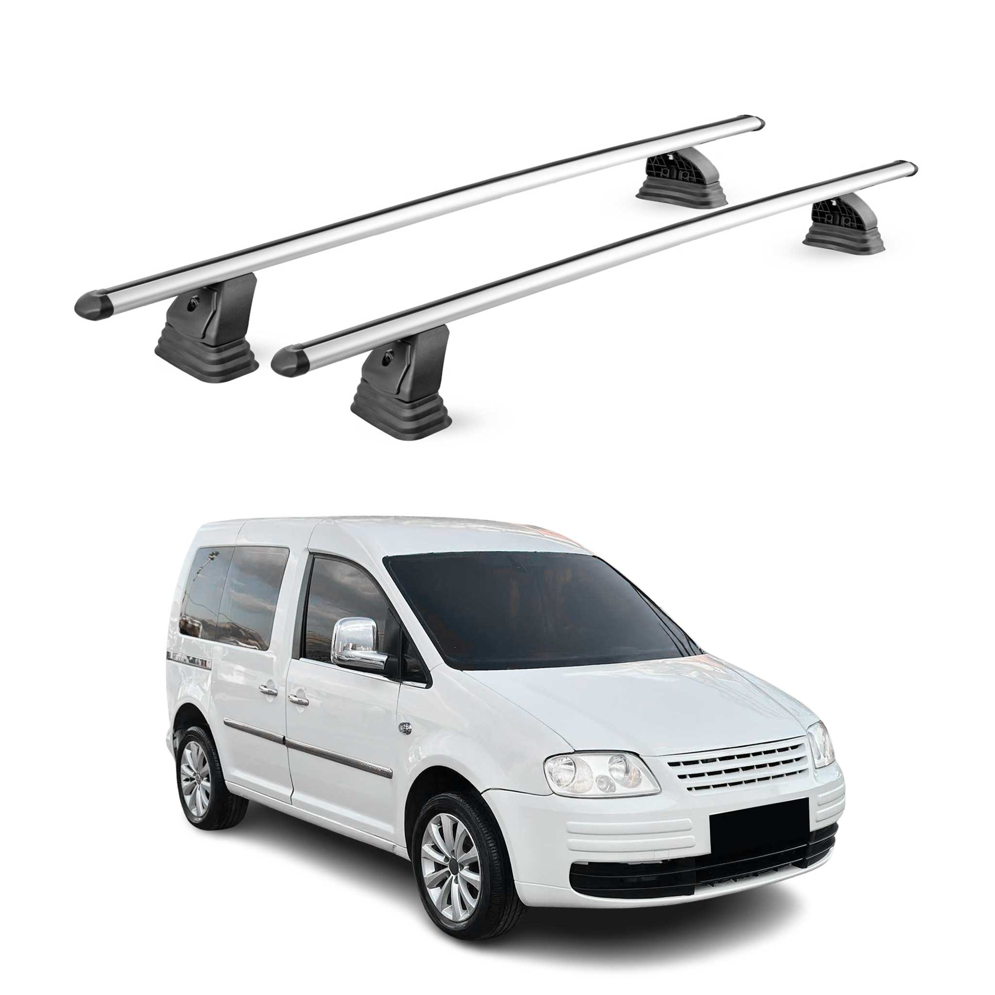 Barres de toit transversales Alu pour VW Caddy 2003-2015 TÜV 75 kg Gris 2Pcs