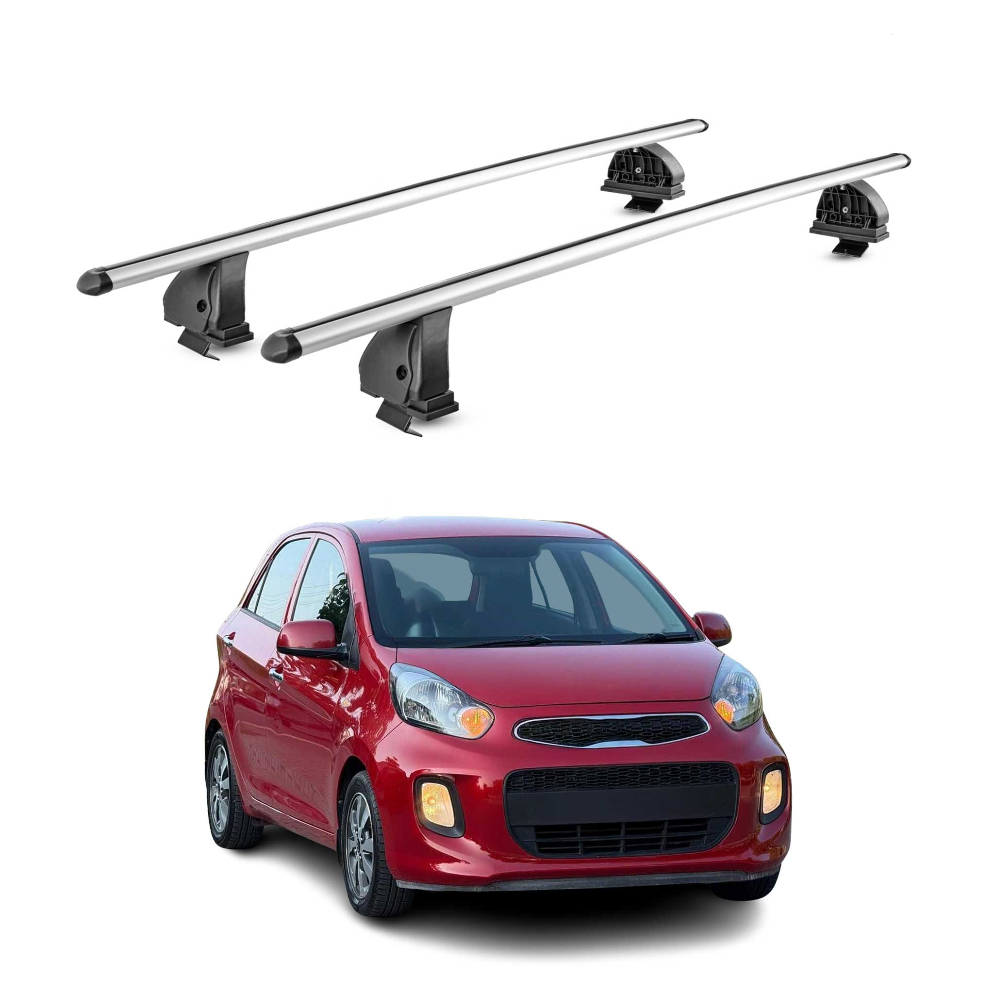 Barres de toit transversales Alu pour Kia Picanto II 2011-2017 TÜV 75 kg Gris 2x