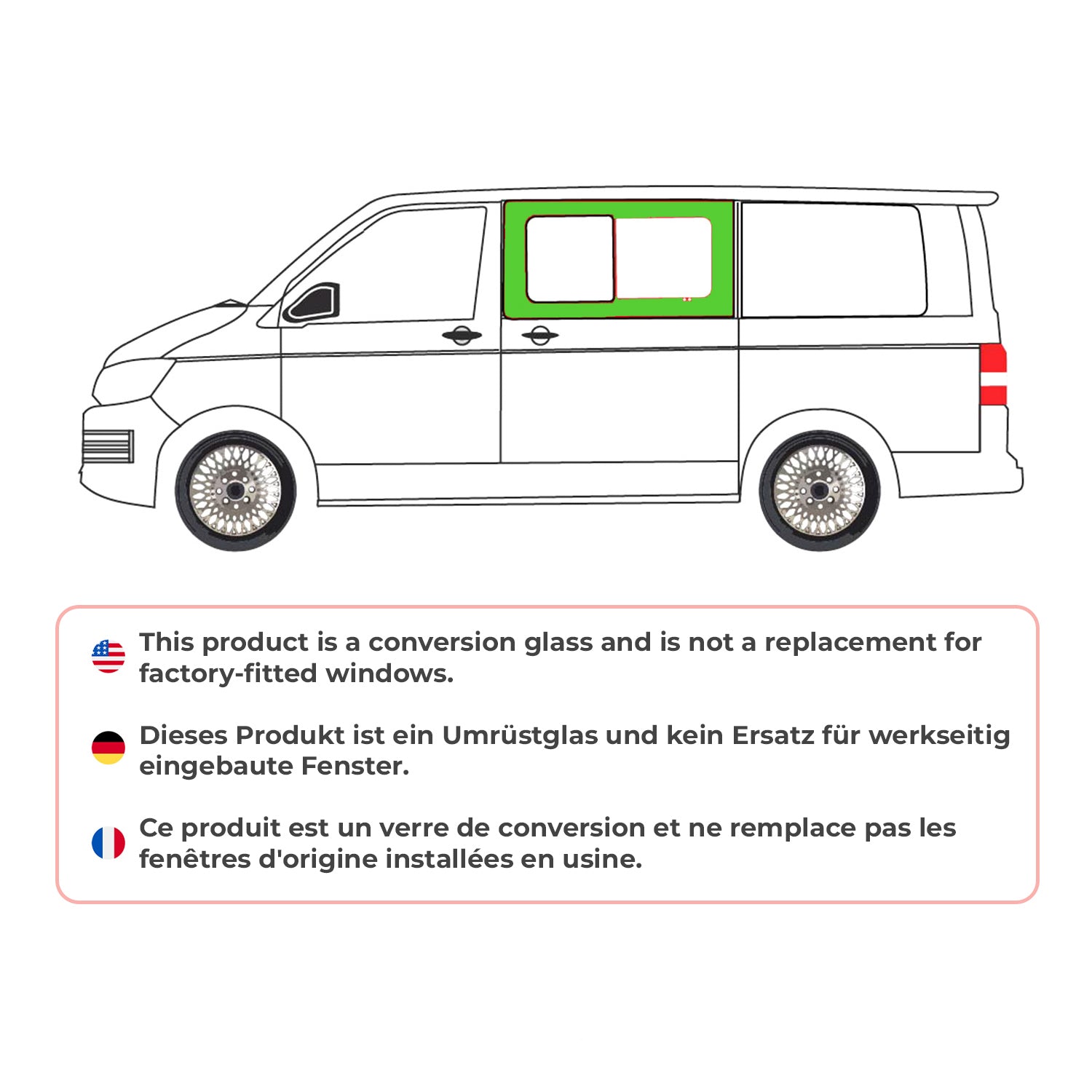 Vitre de Porte pour VW T6 T6.1 Transporter 2015-2024 L1/L2 Gauche Avant