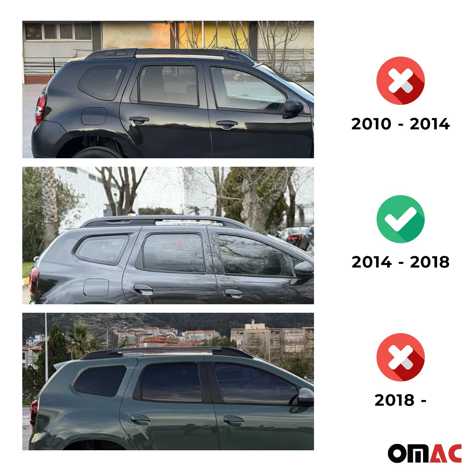 Barres de toit transversales pour Dacia Duster 2013-2018 Aluminium Gris