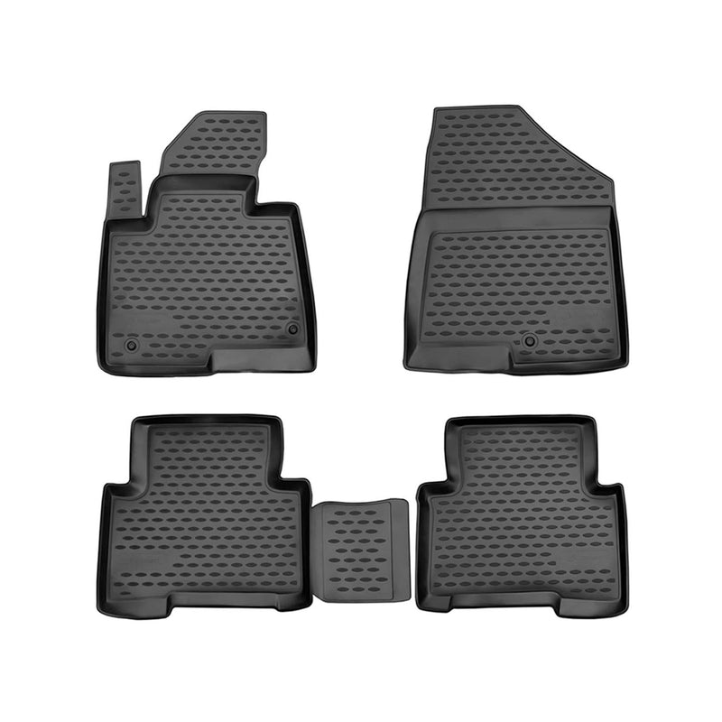 OMAC Tapis de sol pour Hyundai Santa Fe 2013-2018 4 Pièces en caoutchouc Noir