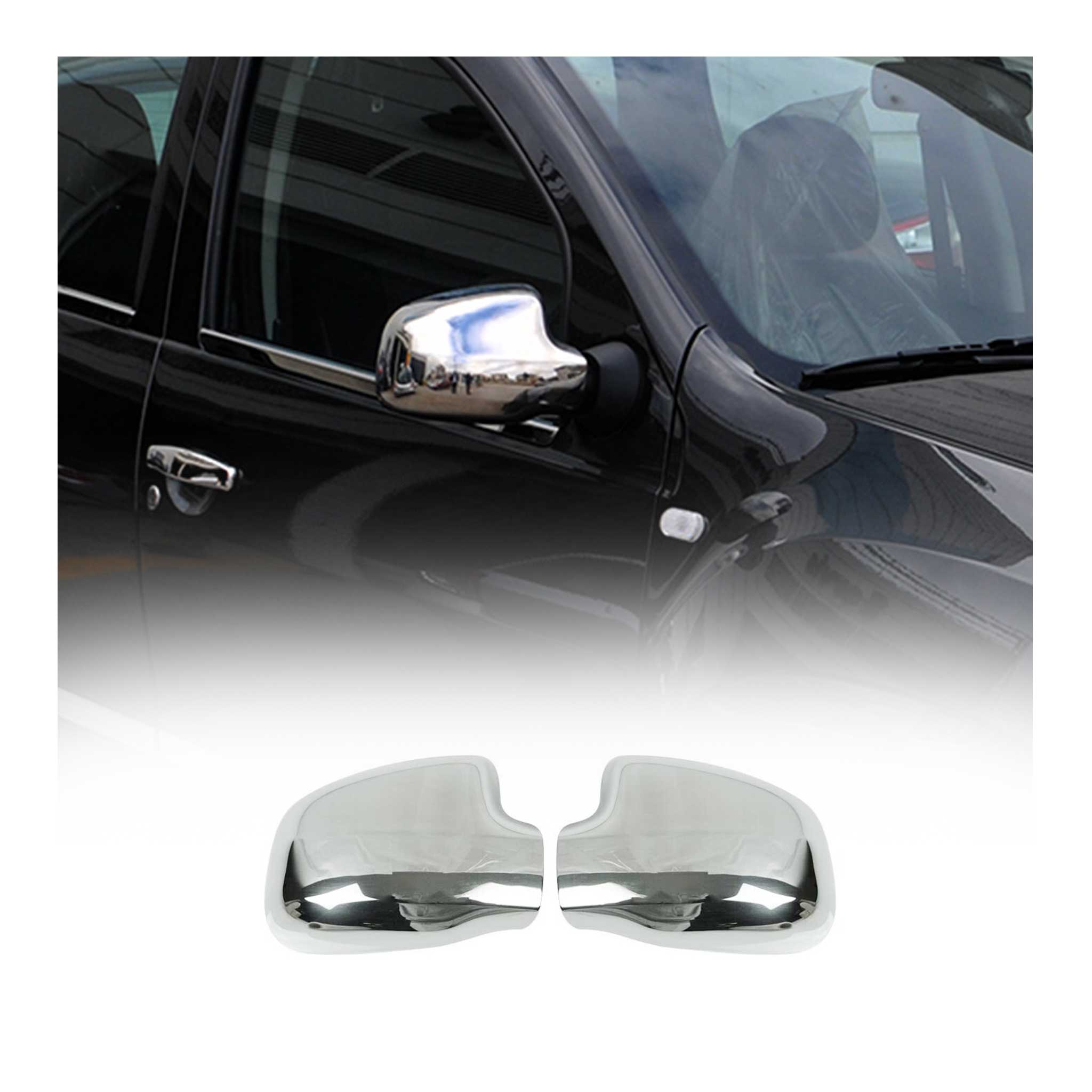 Coques de Rétroviseurs pour Dacia Logan MCV 2006-2013 en Acier Chromé Argent