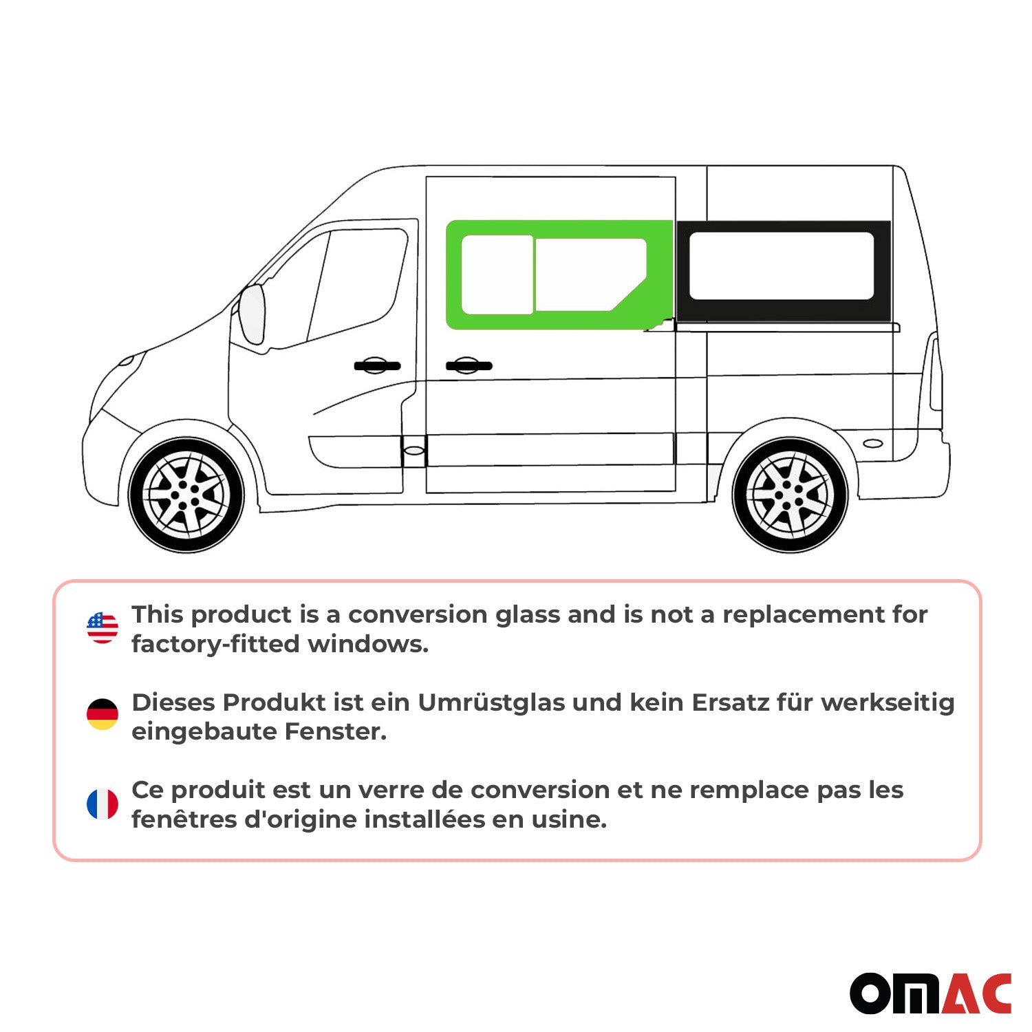 Vitre de Porte pour Opel Movano 2010–2021 Avant Gauche coulissante L1