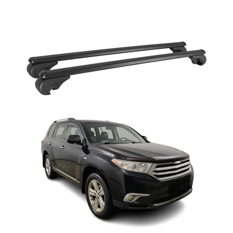 Barres de toit Transversales pour Toyota Highlander 2007-2013 Aluminium Noir