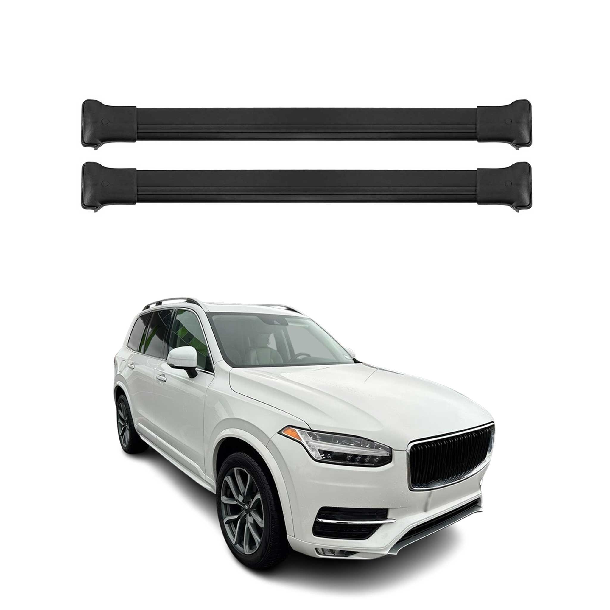 Barres de toit transversales pour Volvo XC90 2015-2020 Noir Aluminium