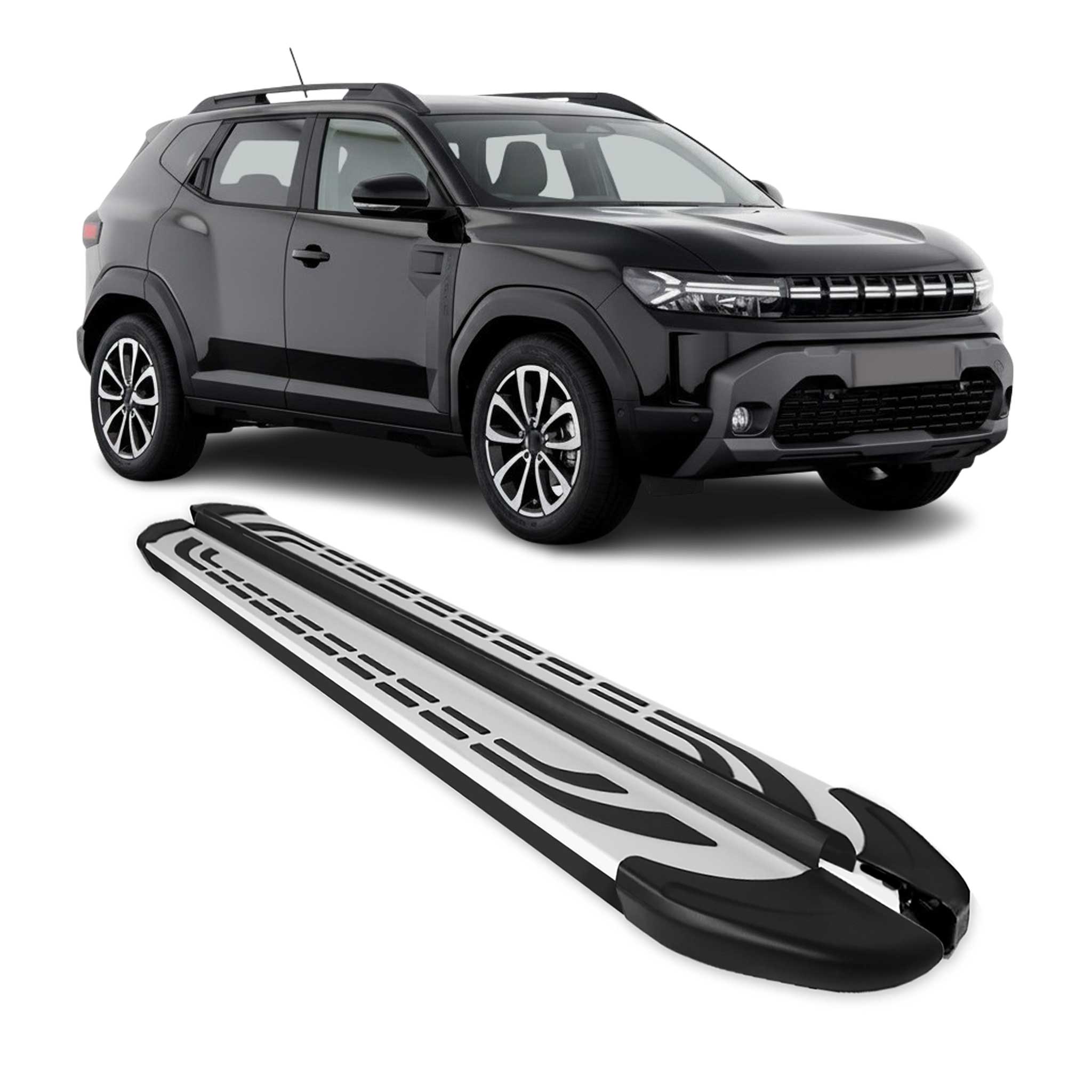 Marchepieds Latéraux pour Renault Duster / Dacia Duster 2024-2026 Alu Noir Gris