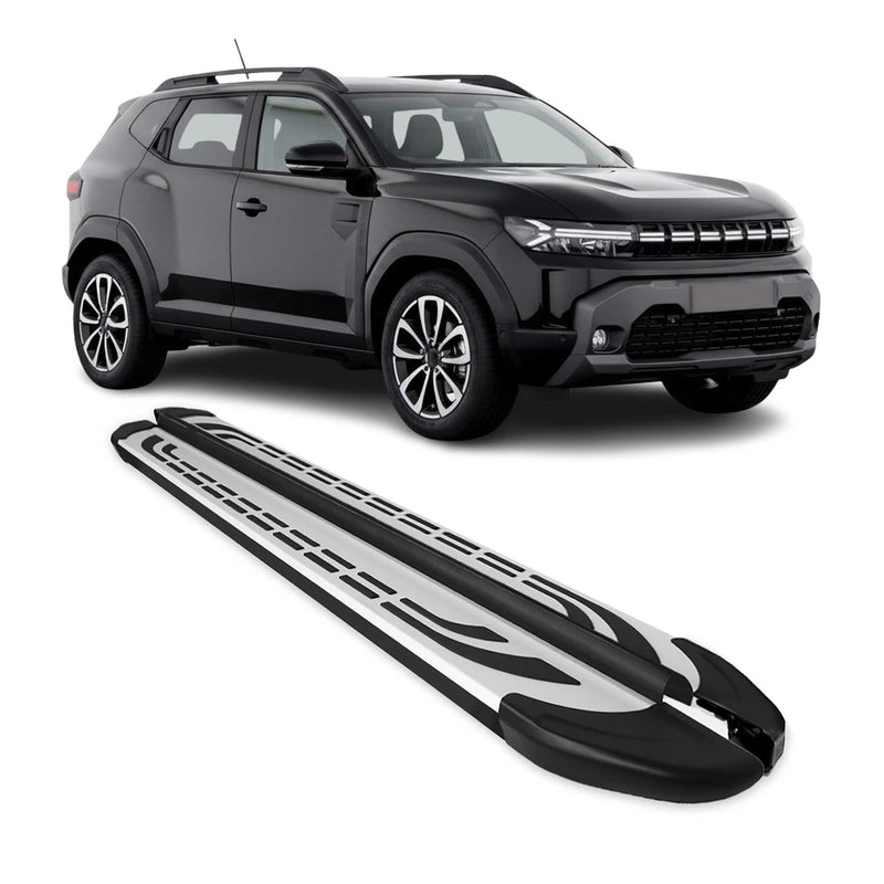 Marchepieds Latéraux pour Renault Duster / Dacia Duster 2023-2025 Alu Noir Gris