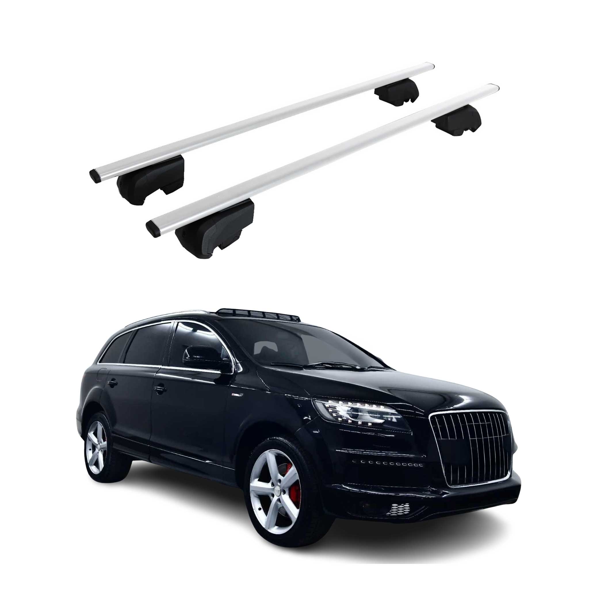 Barres de toit Transversales pour Audi Q7 4L 2006-2015 Fer Argent ABE