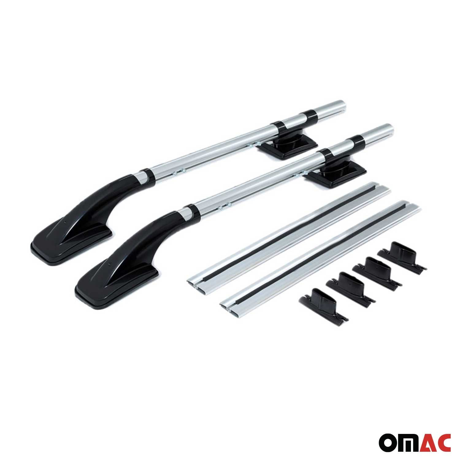 KIT Barres de toit trans+long pour Fiat Fullback 2015-2021 Double Cab Alu Gris