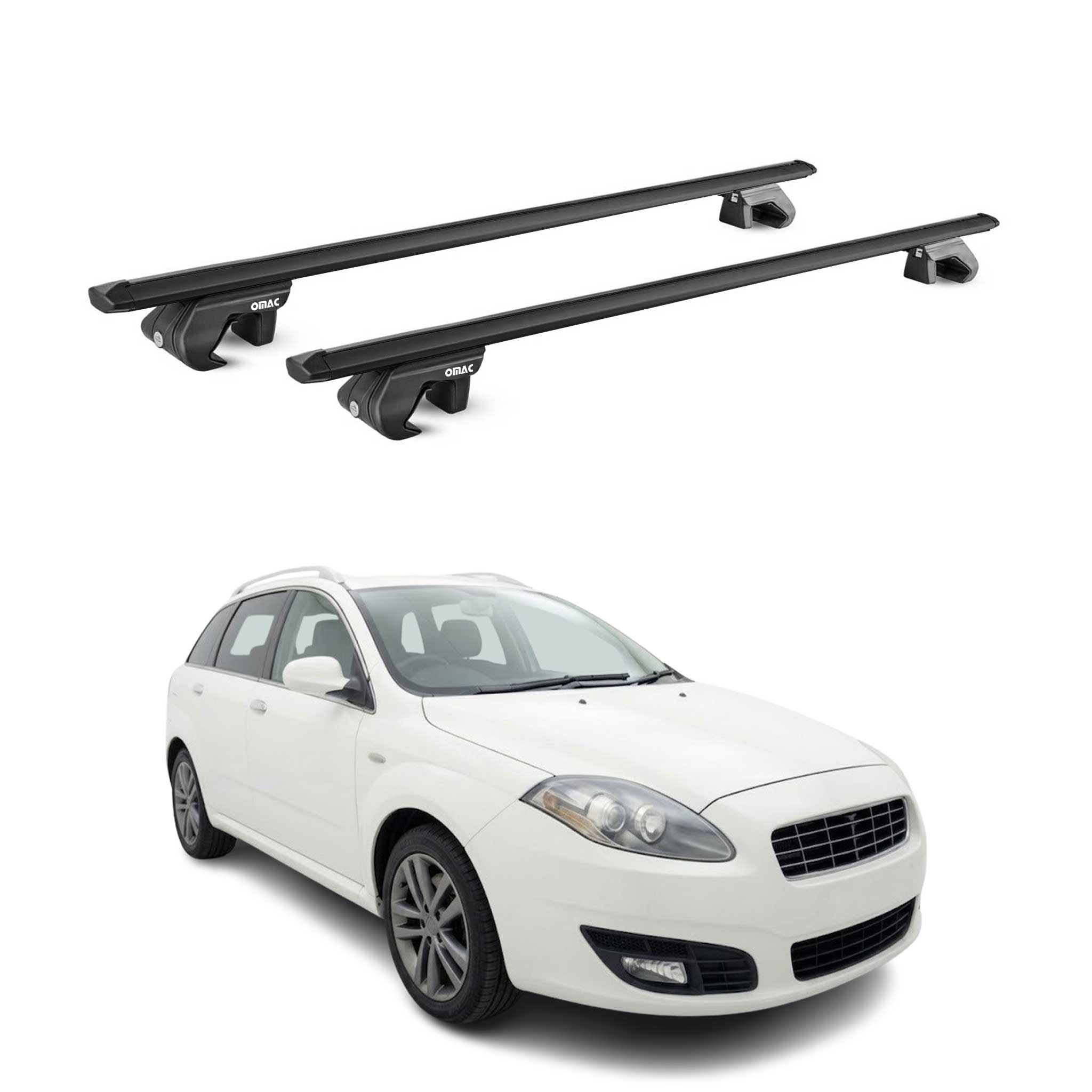 Barres de toit transversales pour Fiat Croma 2005-2010 Aluminium Noir ABE