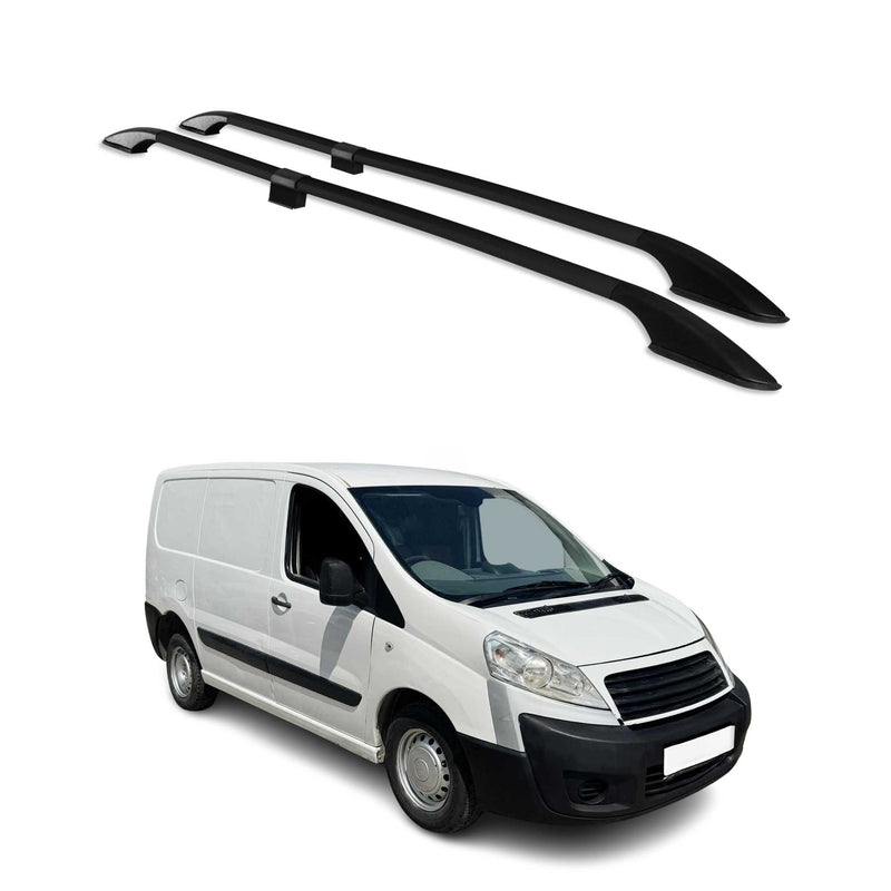 Barres de toit longitudinales pour Fiat Scudo 2006-2016 L1 Aluminium Noir