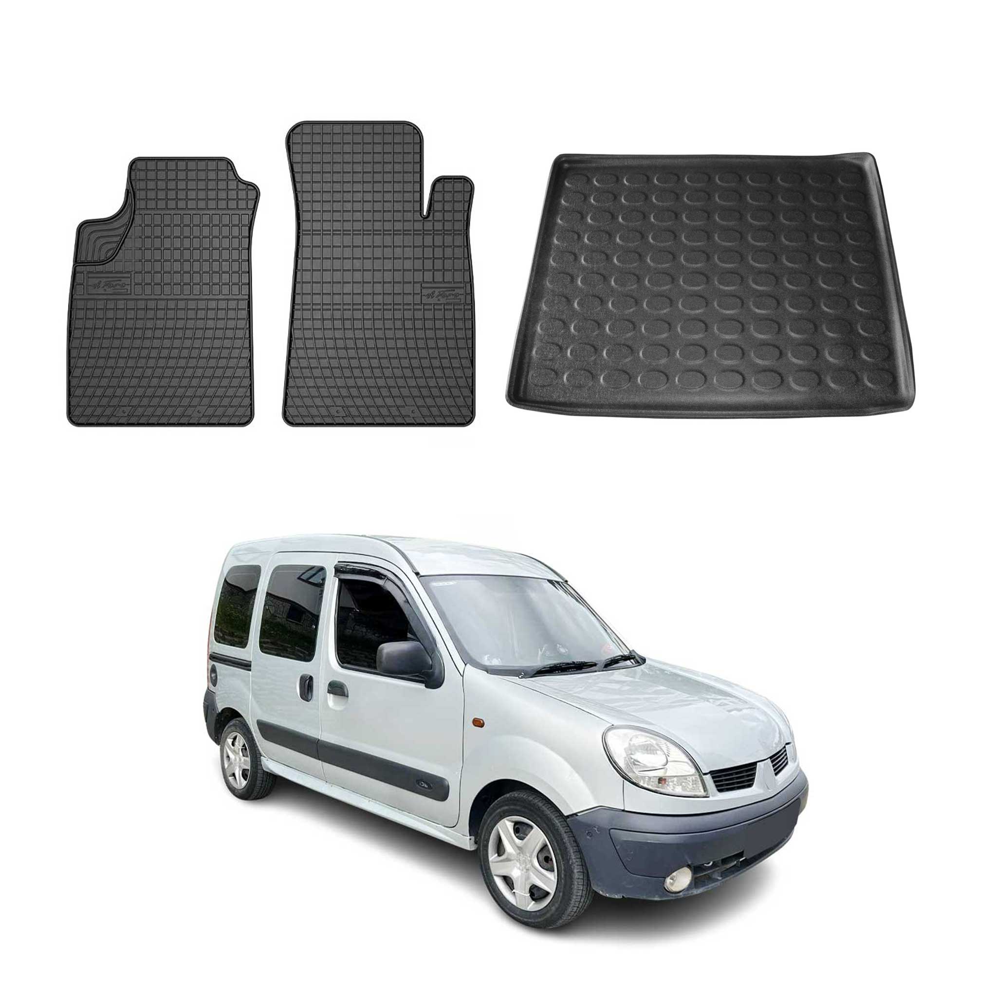 Kit Tapis de sol et coffre pour Renault Kangoo 1999-2008 Noir