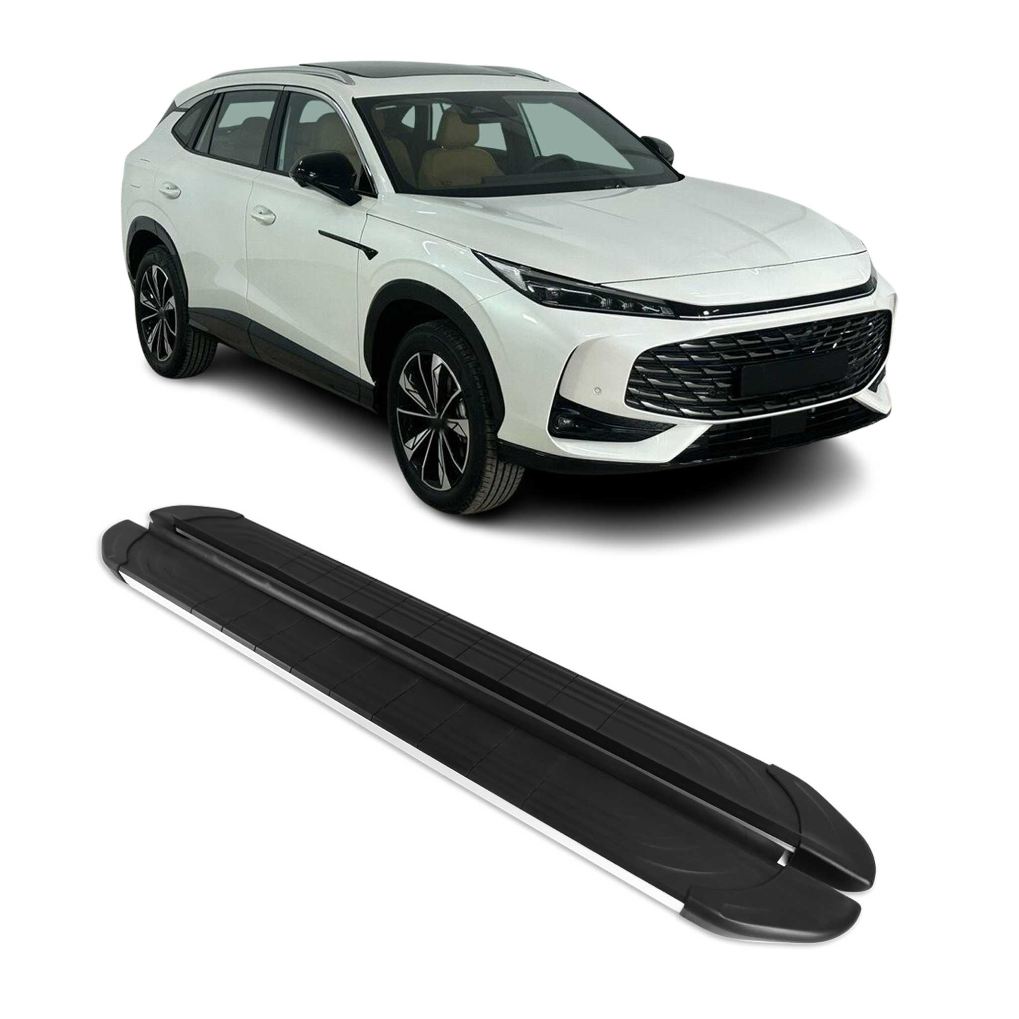 2024-2026 MG HS II Marchepieds Latéraux pédale Aluminium Noir Gris 2Pcs