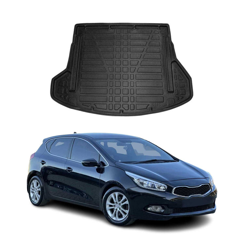 Tapis de Coffre pour Kia Ceed Estate 2012-2018 Break en TPE Noir
