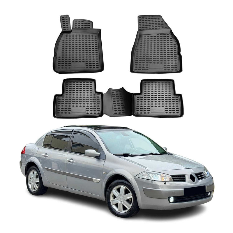 OMAC Tapis de sol pour Renault Megane 2002-2008 sur mesure en caoutchouc Noir