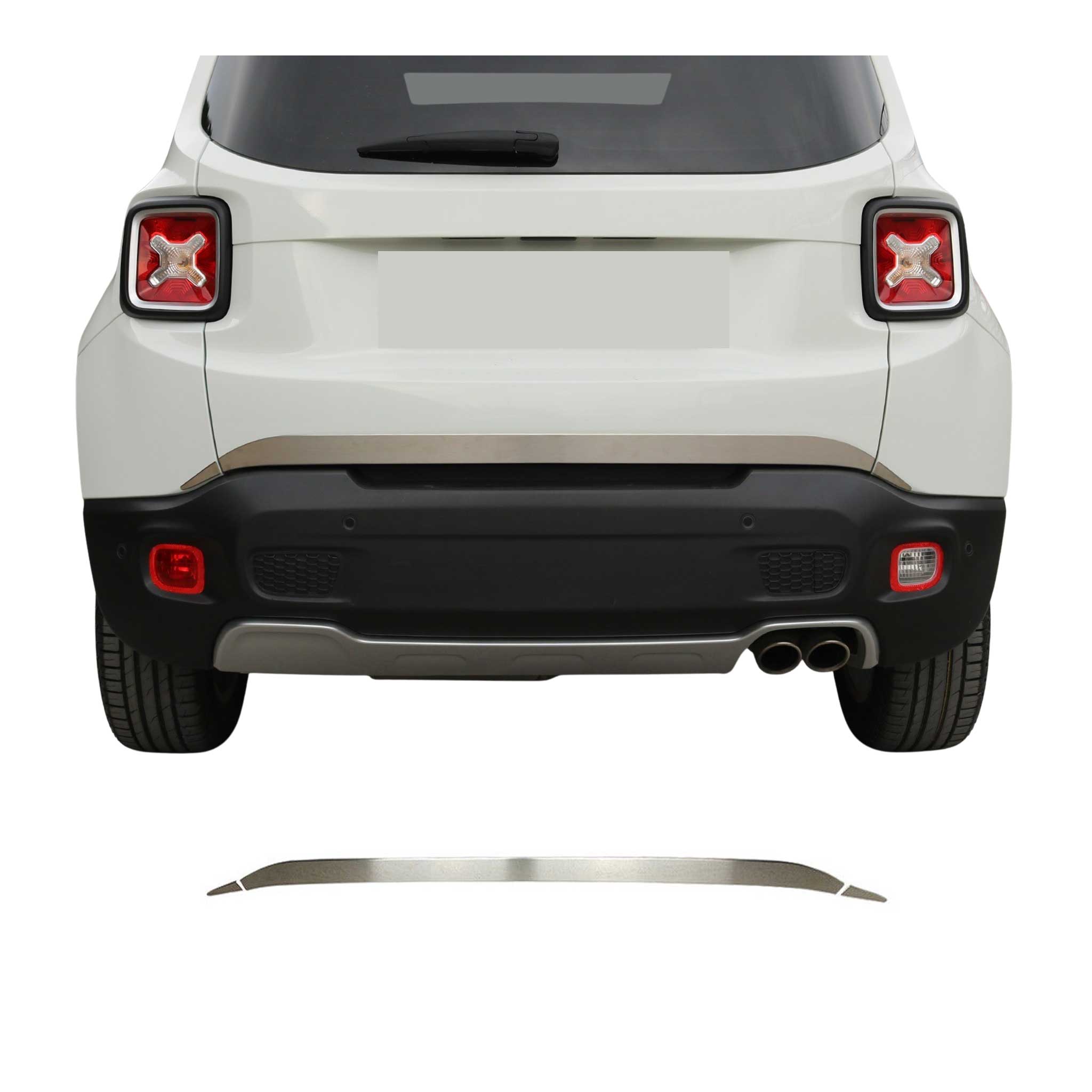 Garniture de Hayon Coffre pour Jeep Renegade 2015-2021 acier inox Brossé 3 Pcs