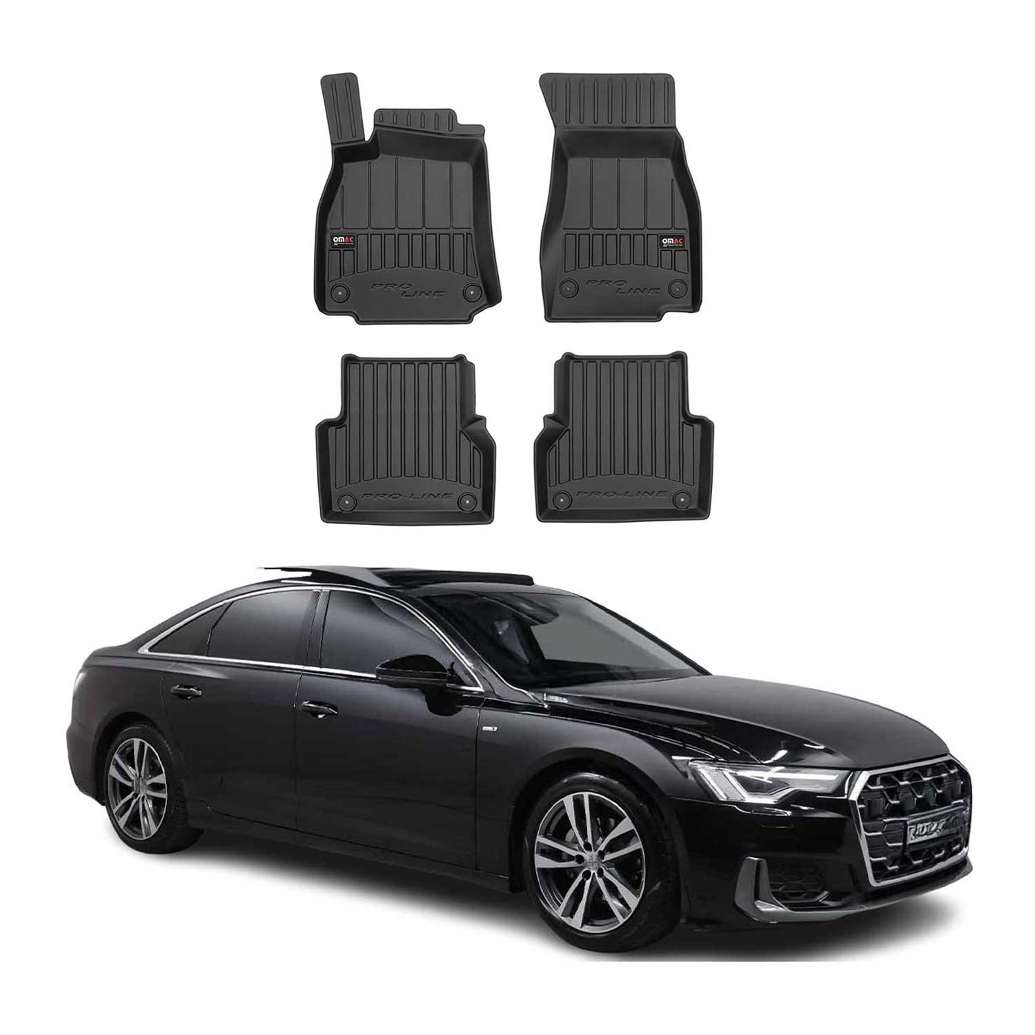 OMAC Tapis de sol caoutchouc pour Audi A6 C8 Berline Break Allroad 18-25 Premium