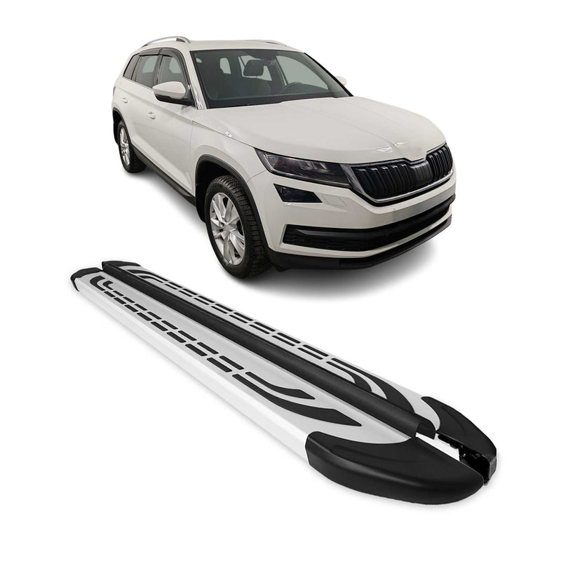 Marchepieds Latéraux pédale pour Skoda Kodiaq 2017-2023 Aluminium Gris 2Pcs