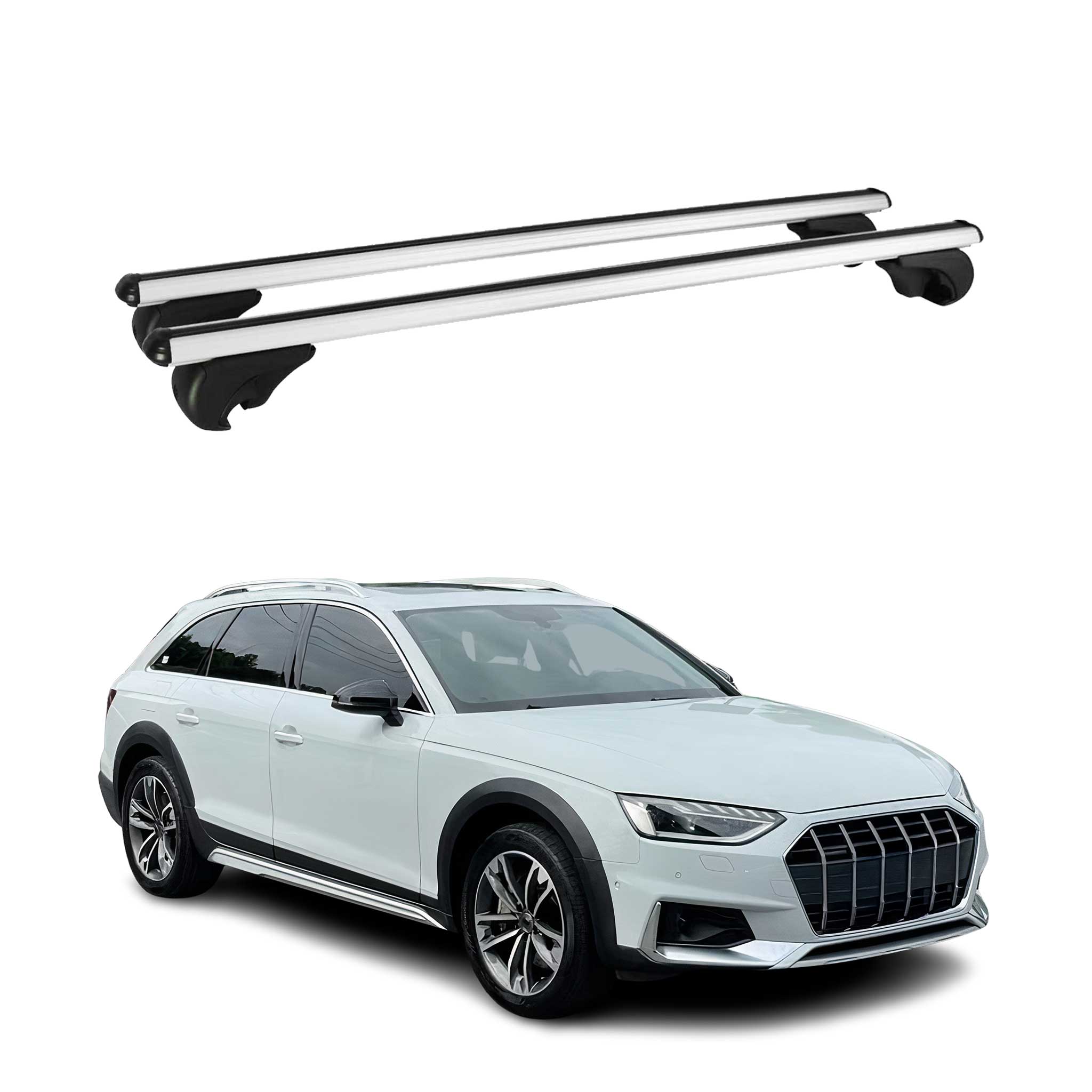 Barres de toit transversales pour Audi A4 B9 Allroad 2016-2024 Alu Gris 2x