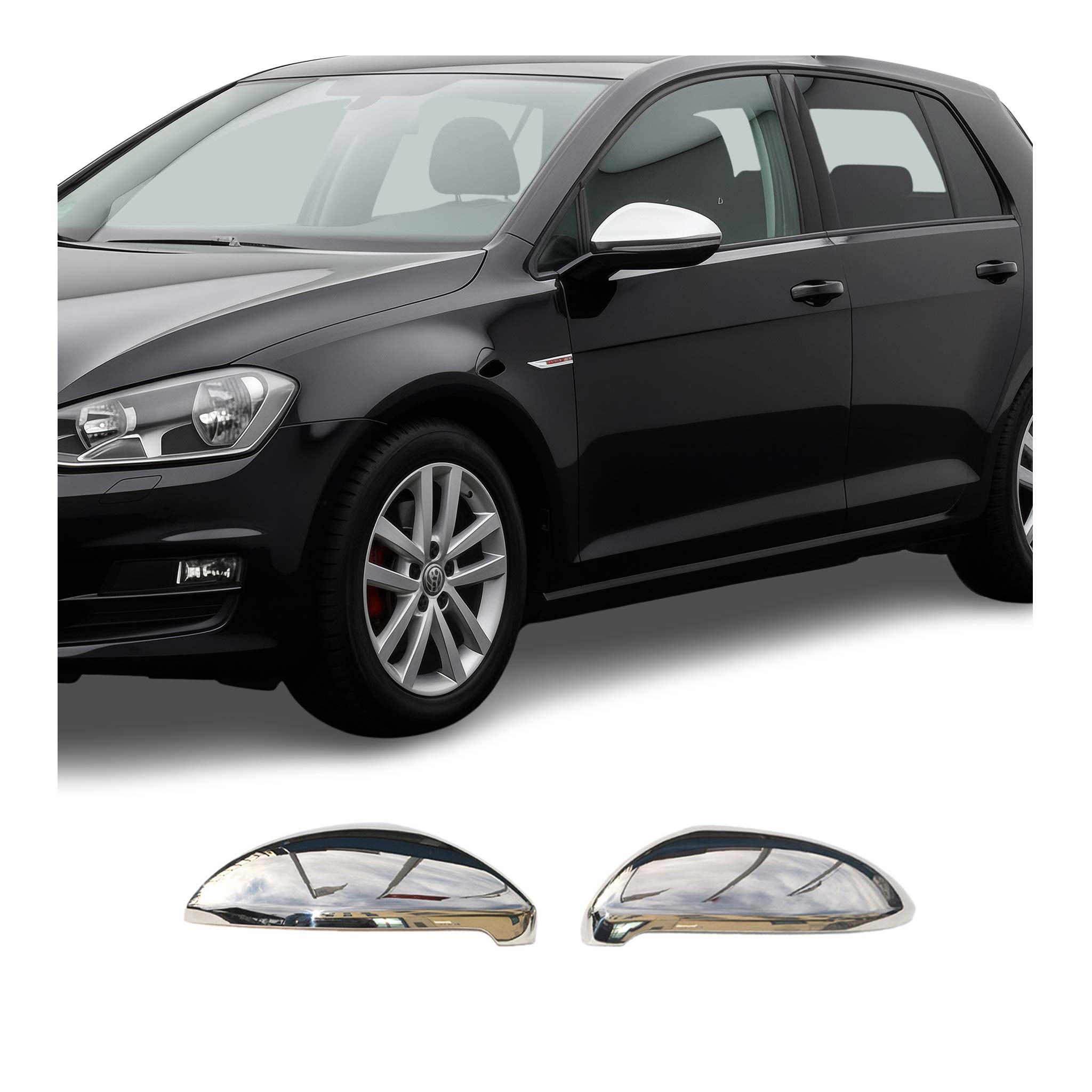 Coques de Rétroviseurs pour VW Golf 7 2012-2019 Acier Argent