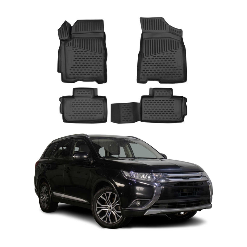 Tapis de sol pour Mitsubishi Outlander 2012-2025 caoutchouc TPE 3D Noir 4x