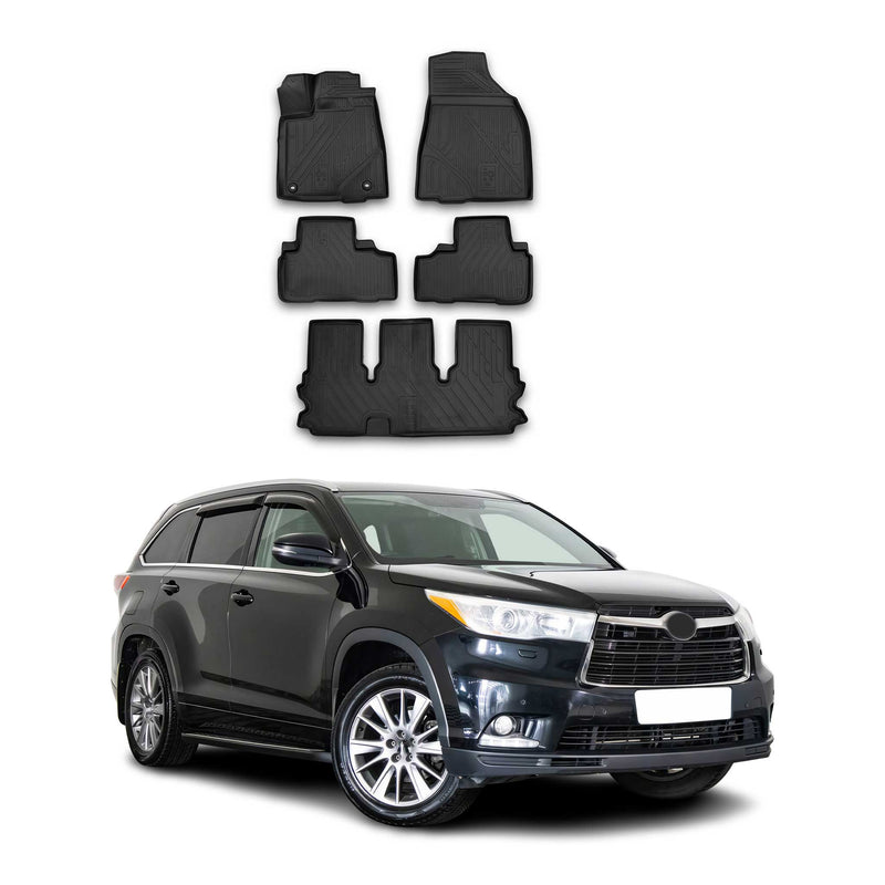 Tapis de sol pour Toyota Highlander 2014-2018 en caoutchouc TPE 3D Noir 5Pcs