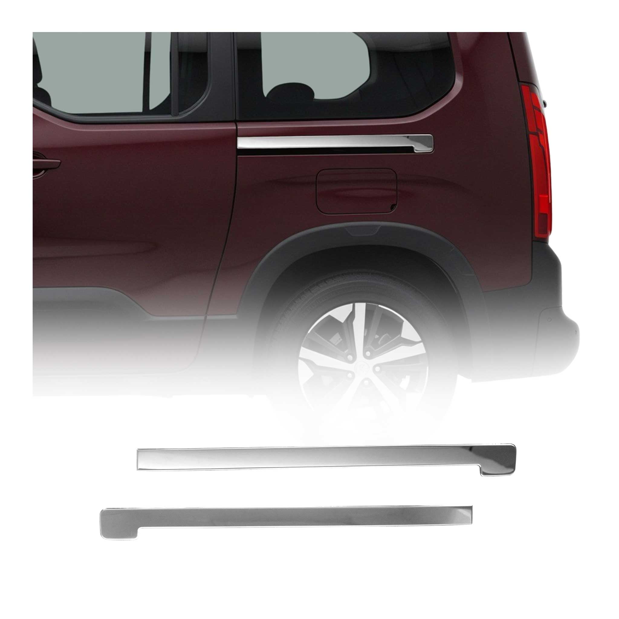 Garniture Baguette de porte latérale pour Peugeot Rifter 2019-2021 inox 2Pcs
