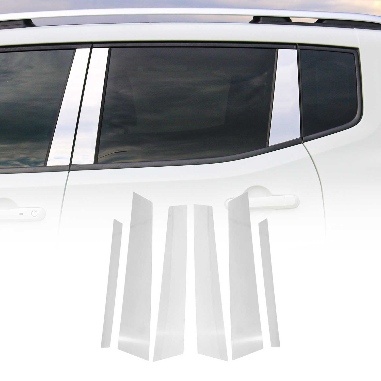 Couverture Garniture de pilier B pour Mercedes Classe C W205 2015-2023 inox 6Pcs