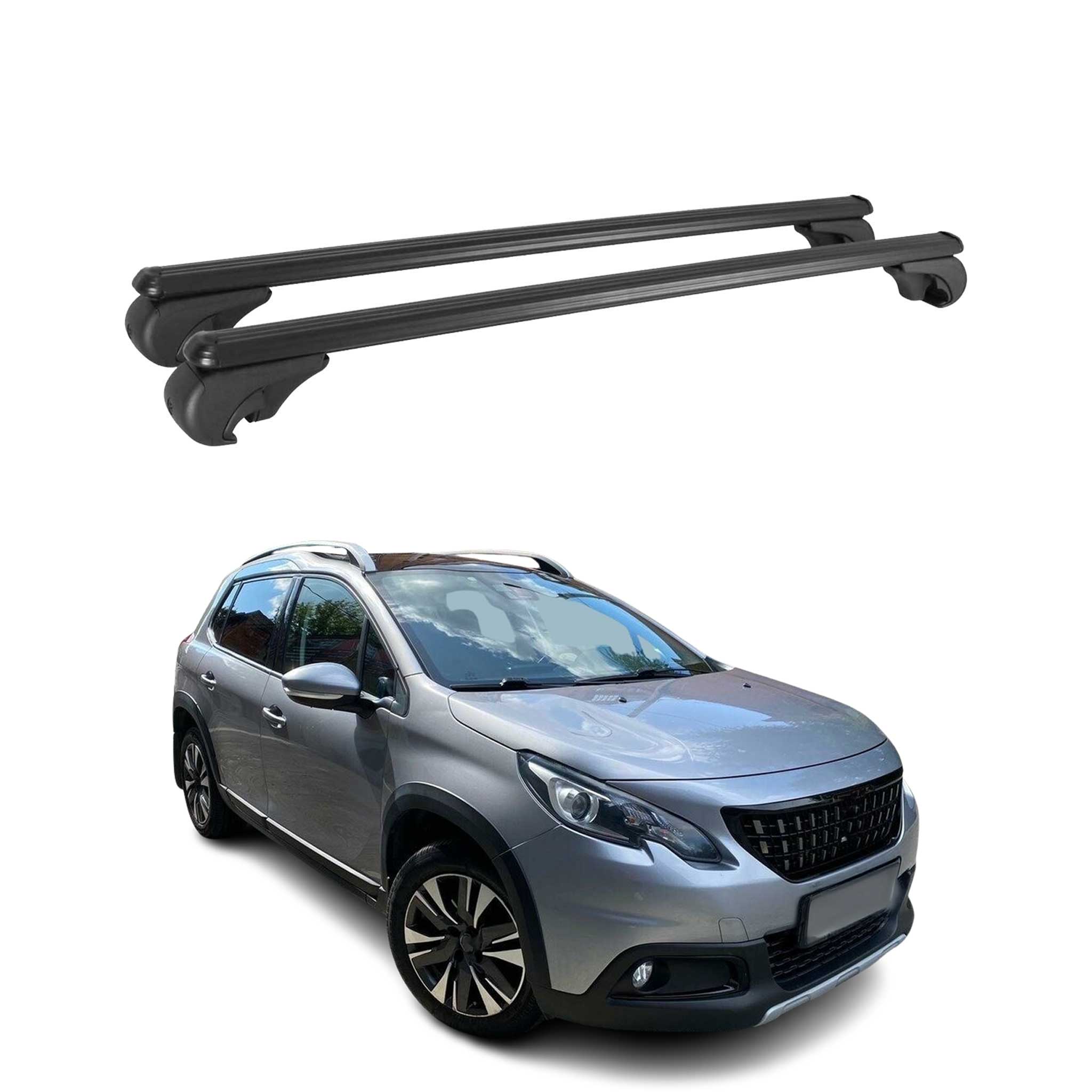 Barres de toit Transversales pour Peugeot 2008 2013-2020 Aluminium Noir