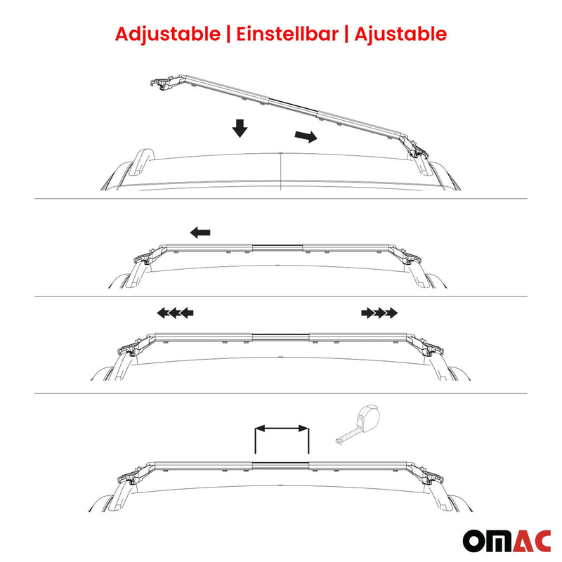 Barres de toit transversales pour Hyundai Santa Fe 2013-2018 Alu Gris 2Pcs ABE