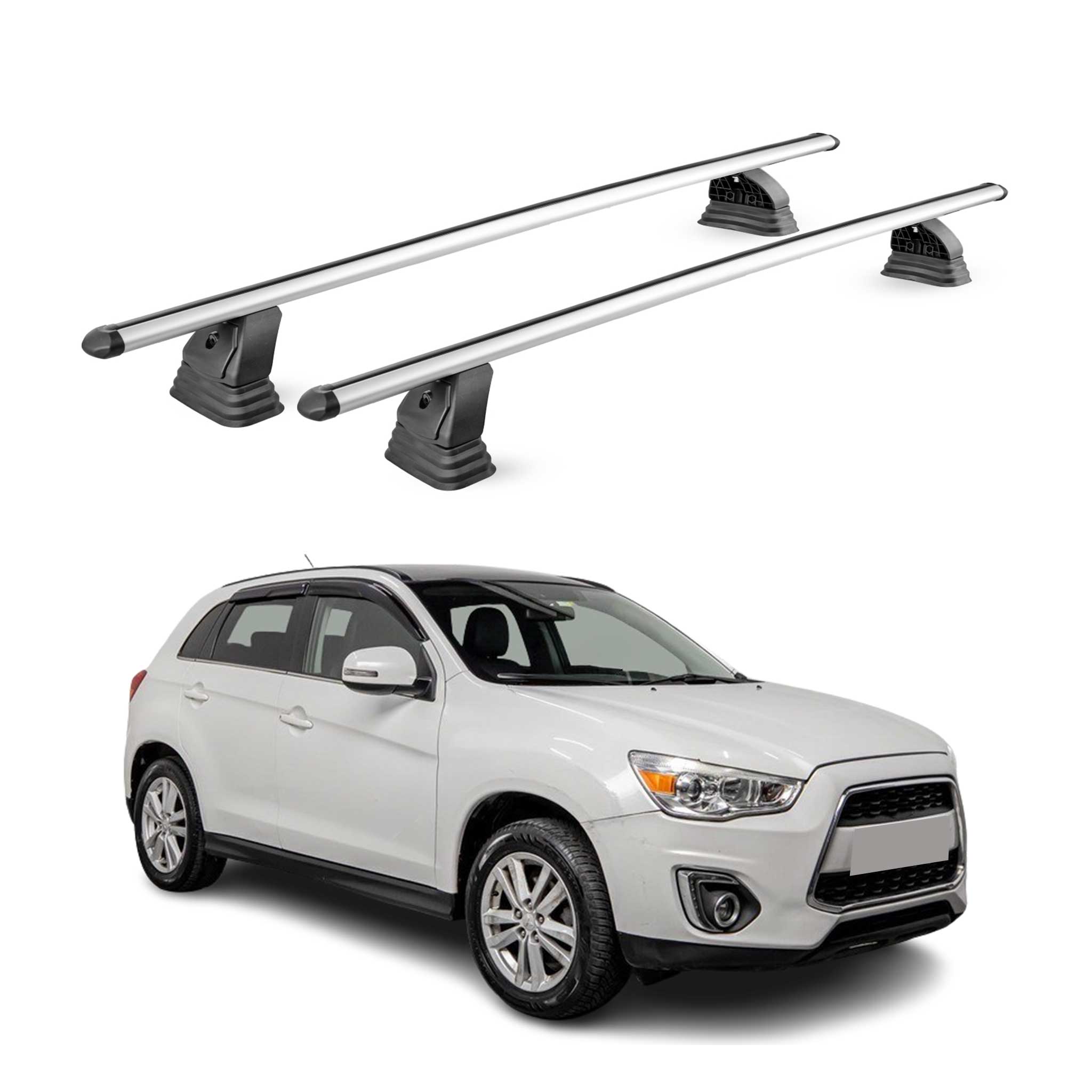 Barres de toit transversales Alu pour Mitsubishi ASX I 2010-2022 TÜV Gris 2Pcs