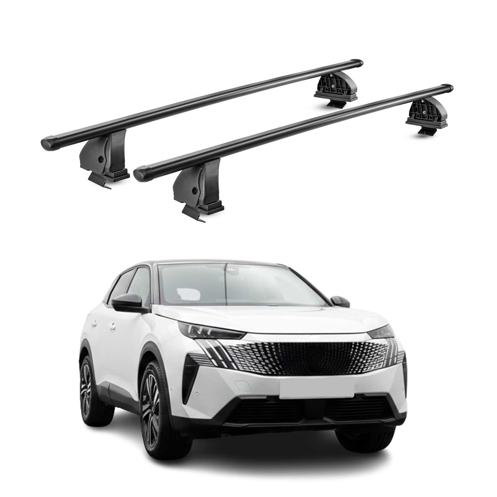 Barres de toit transversales acier pour Peugeot 3008 III 2024-2026 TÜV Noir 2Pcs