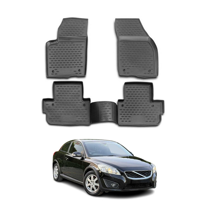 Tapis de sol pour Volvo C30 2007-2013 en caoutchouc TPE 3D Noir 4Pcs