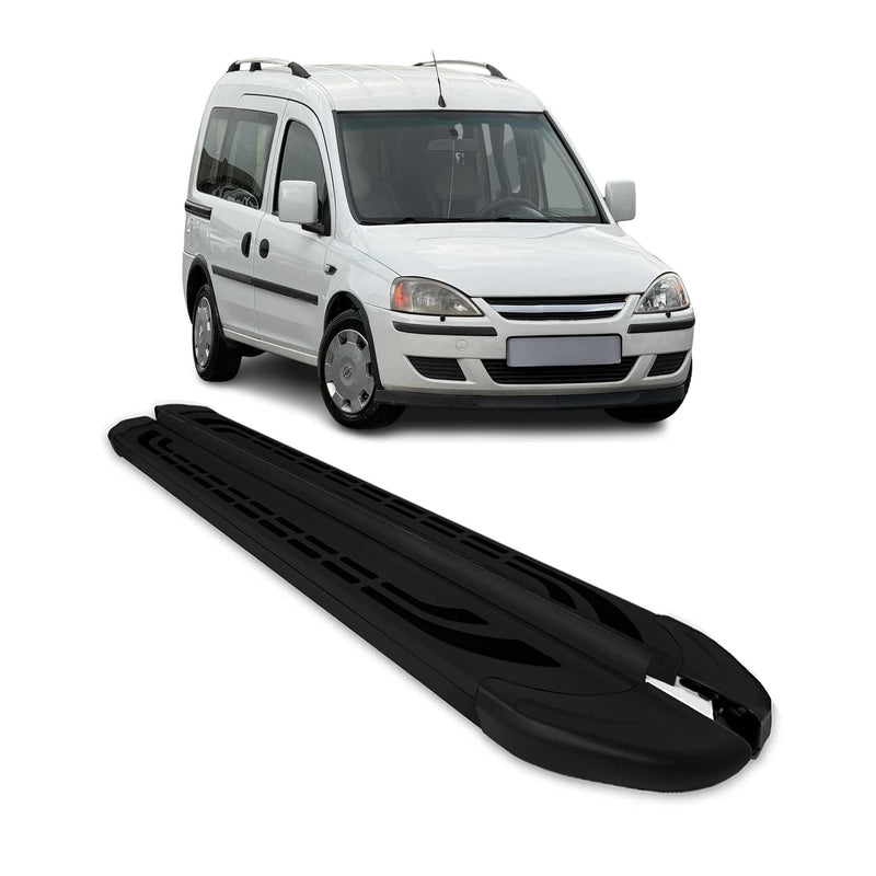 Marchepieds Latéraux Pédale pour Opel Combo 2001-2011 en Aluminium Noir 2 pièces