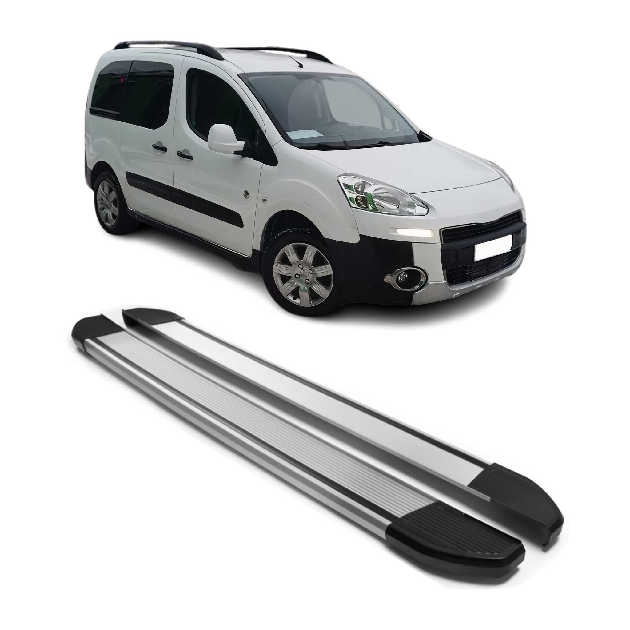Marchepieds Latéraux pour Peugeot Partner Tepee 2008-2018 Alu Argent 2Pcs