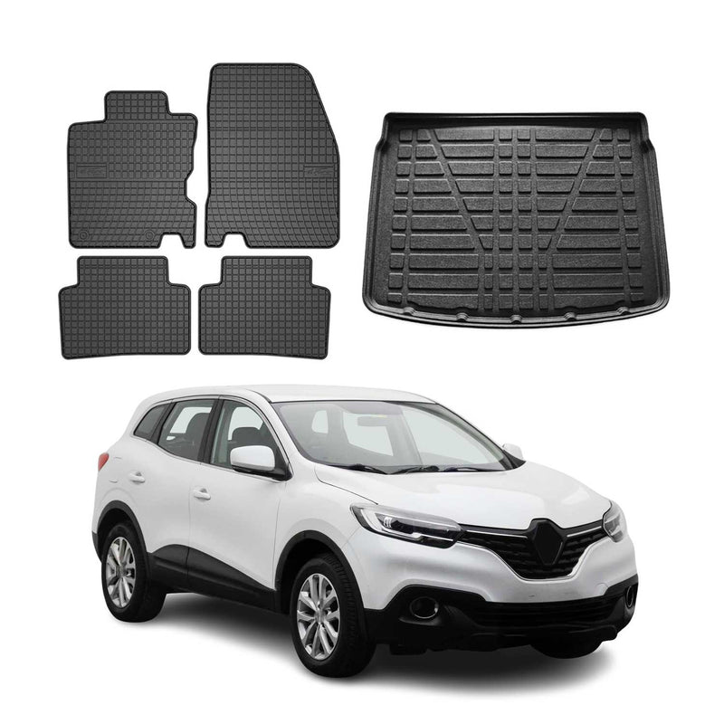 Kit Tapis de sol et coffre pour Renault Kadjar 2015-2024 TPE Noir