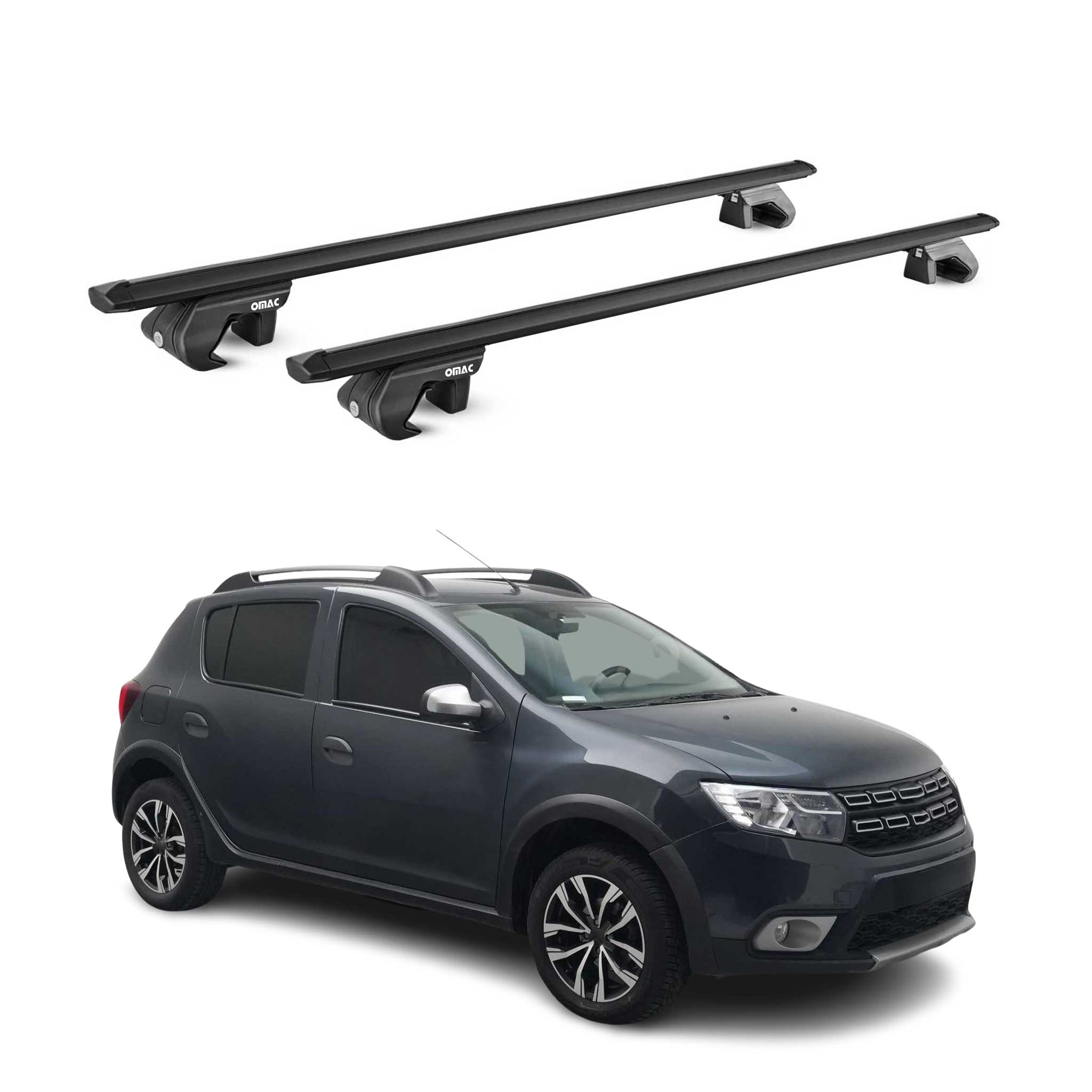 Barres de toit transversales pour Dacia Sandero Stepway II 2013-2020 Noir ABE