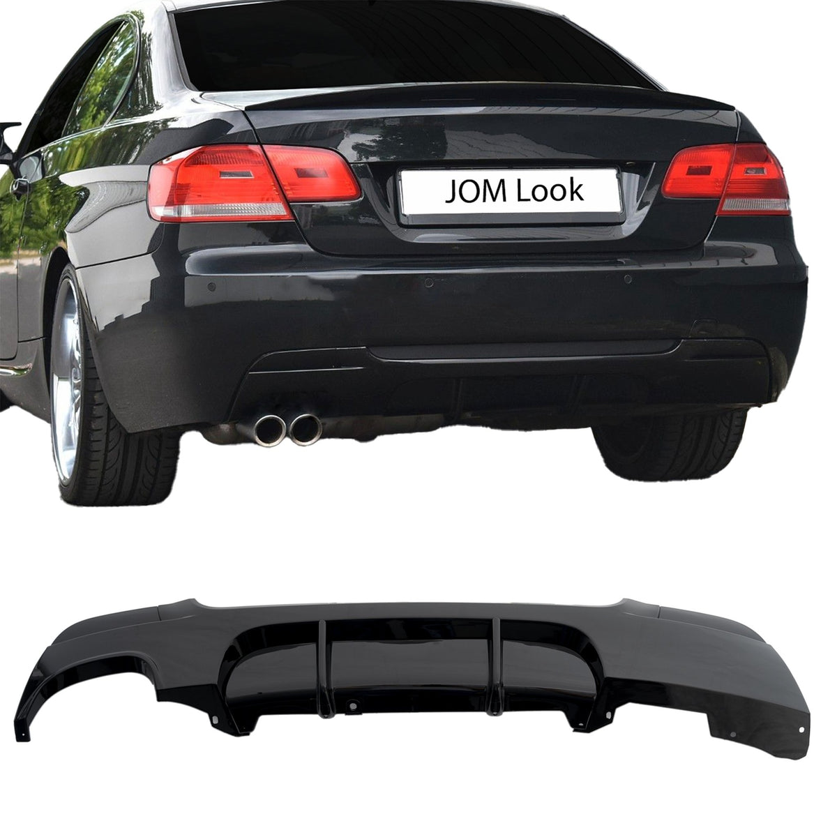 JOM Insert de Pare-choc Arrière pour BMW Série 3 E92/E93 2006-2013 Noir Brillant (1/2)-Rohr links