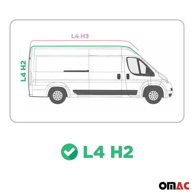 2006-2024 Fiat Ducato III Barres de toit longitudinales  L3 H2 Alu Noir