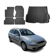 Kit Tapis de sol et coffre pour Ford Focus mk1 1998-2004 Break TPE Noir