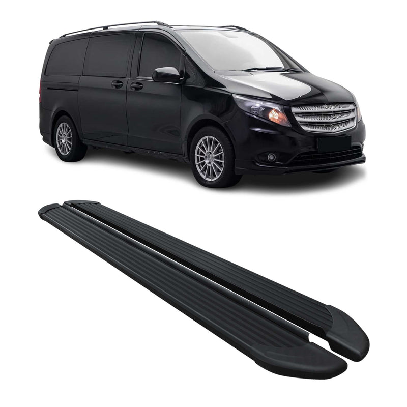 Marchepieds Latéraux pour Mercedes V-Klasse W447 2014-2025 Aluminium Noir L1 L2
