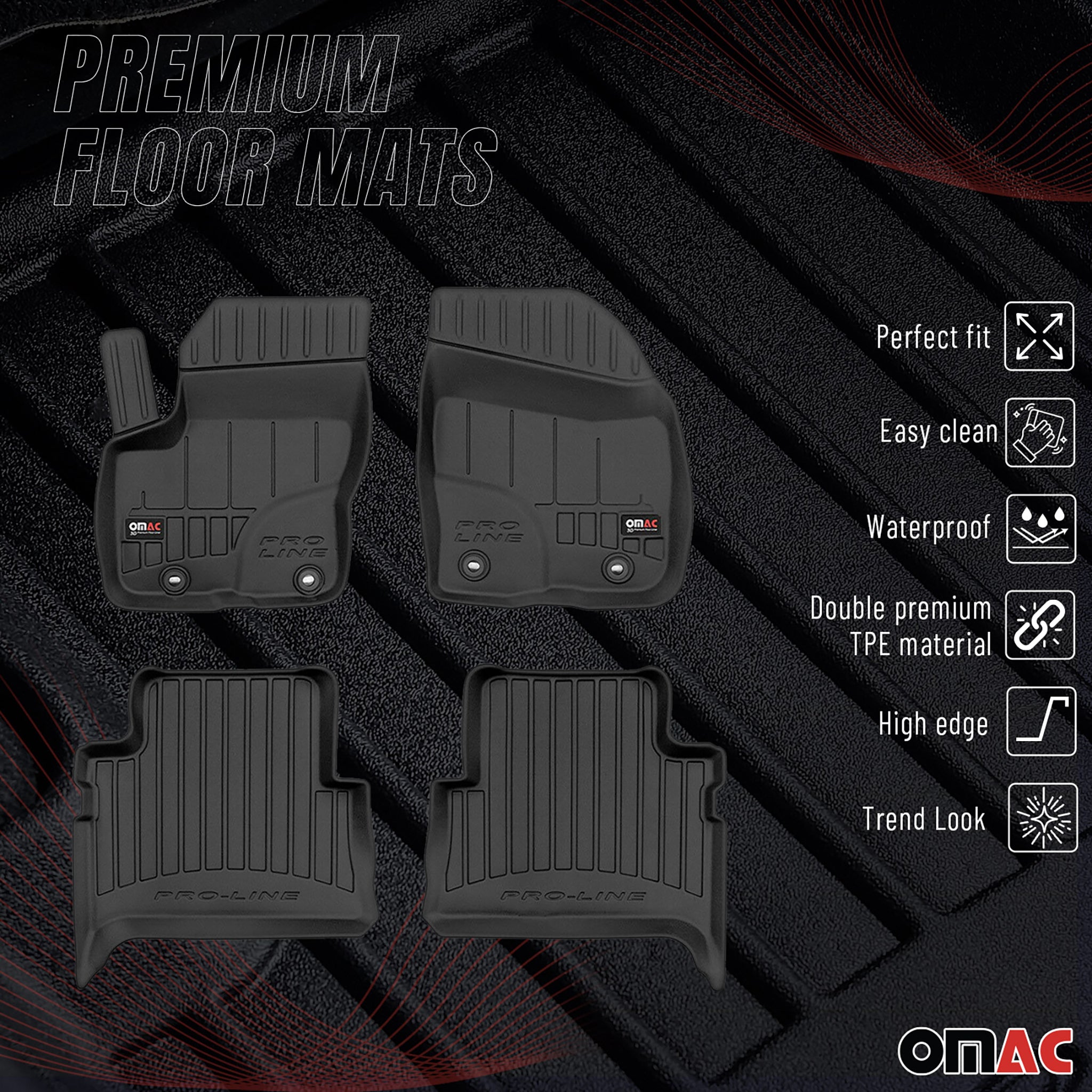Tapis de Sol pour Ford Kuga I 2008-2012 TPE Noir