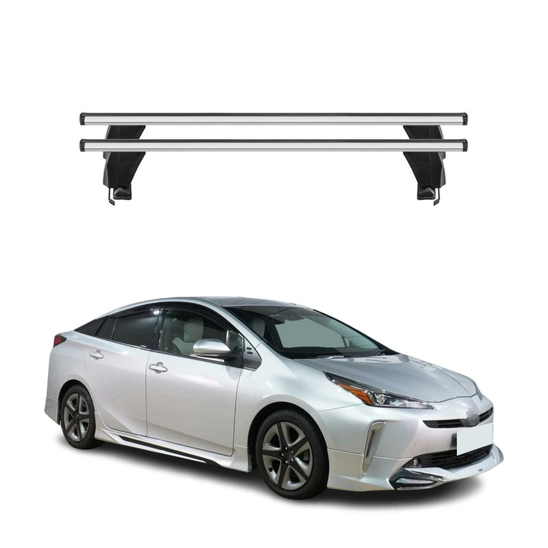Menabo Barres de toit Transversales pour Toyota Prius IV 2018-2025 Alu Gris ABE