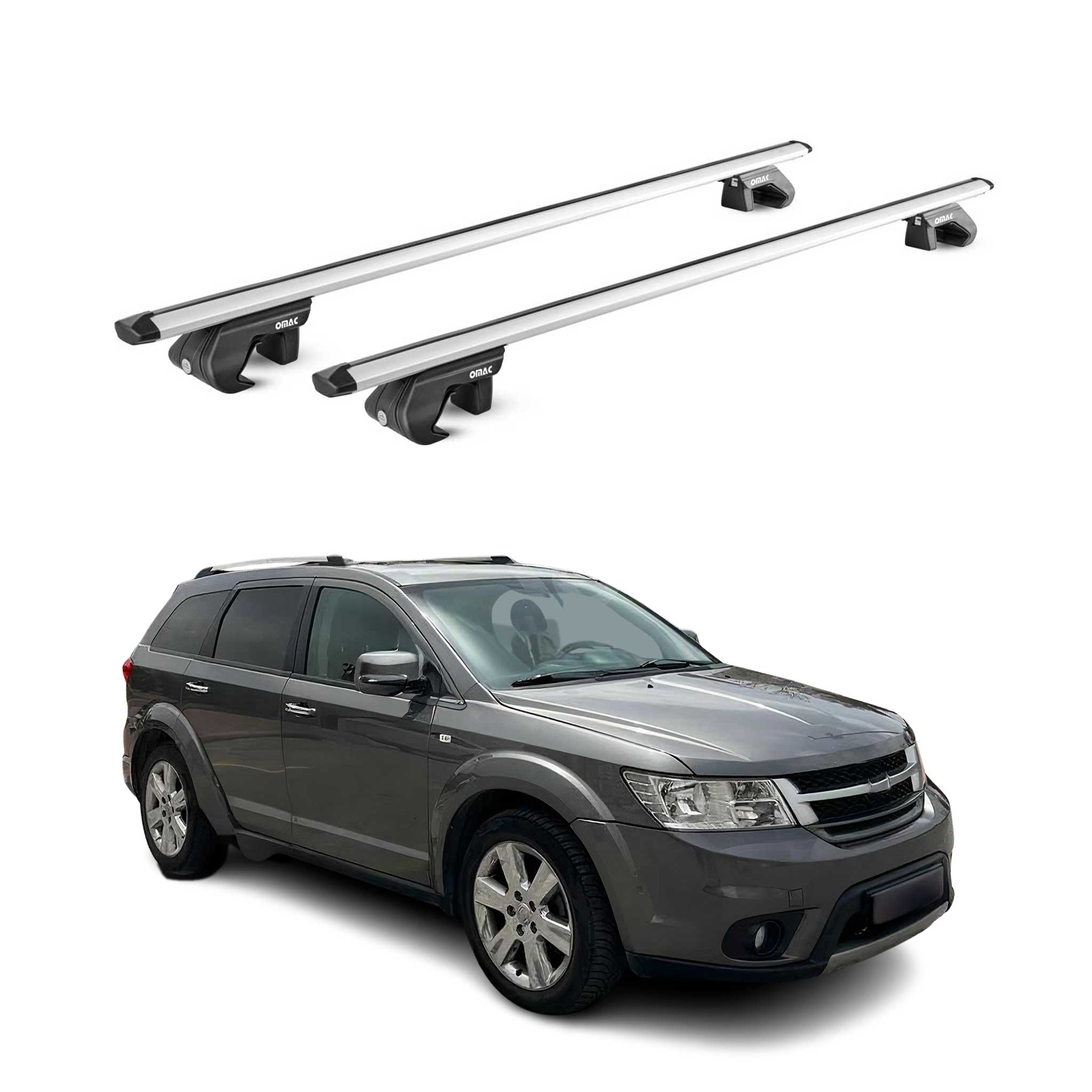 Barres de toit transversales ABE pour Fiat Freemont 2011-2016 5 P Alu Gris 2x