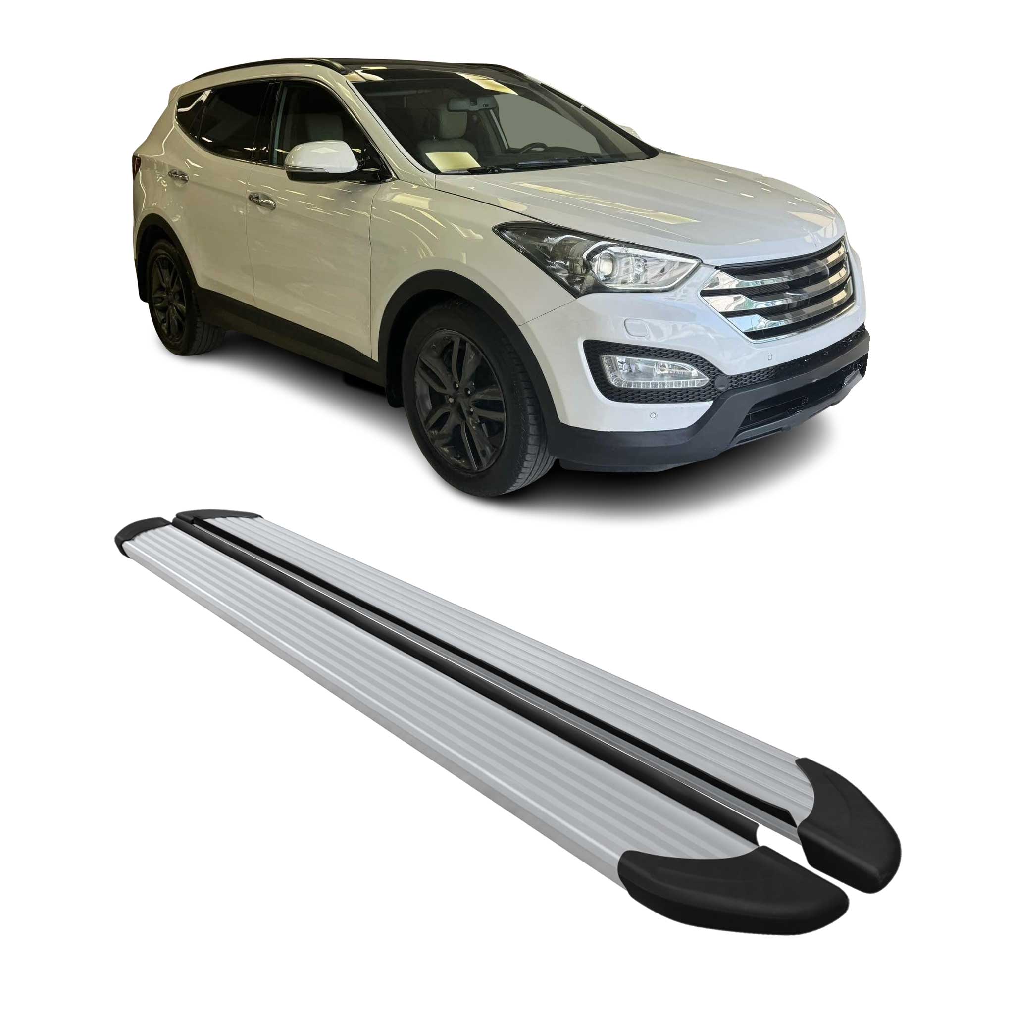 Marchepieds Latéraux pour Hyundai Santa Fe 2012-2018 Aluminium Argent 2Pcs