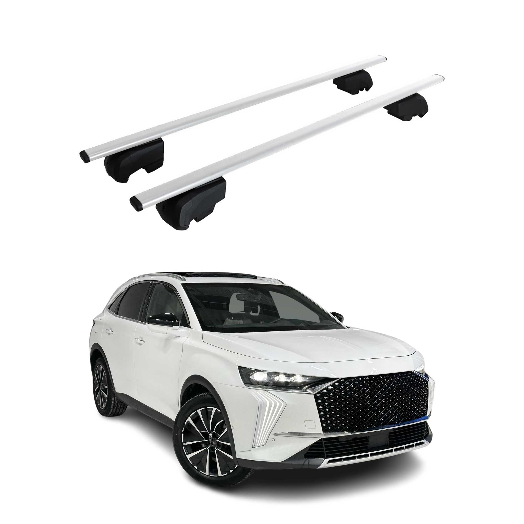 Barres de toit Transversales pour DS7 Crossback / DS 7 2017-2026 ABE Gris 2x