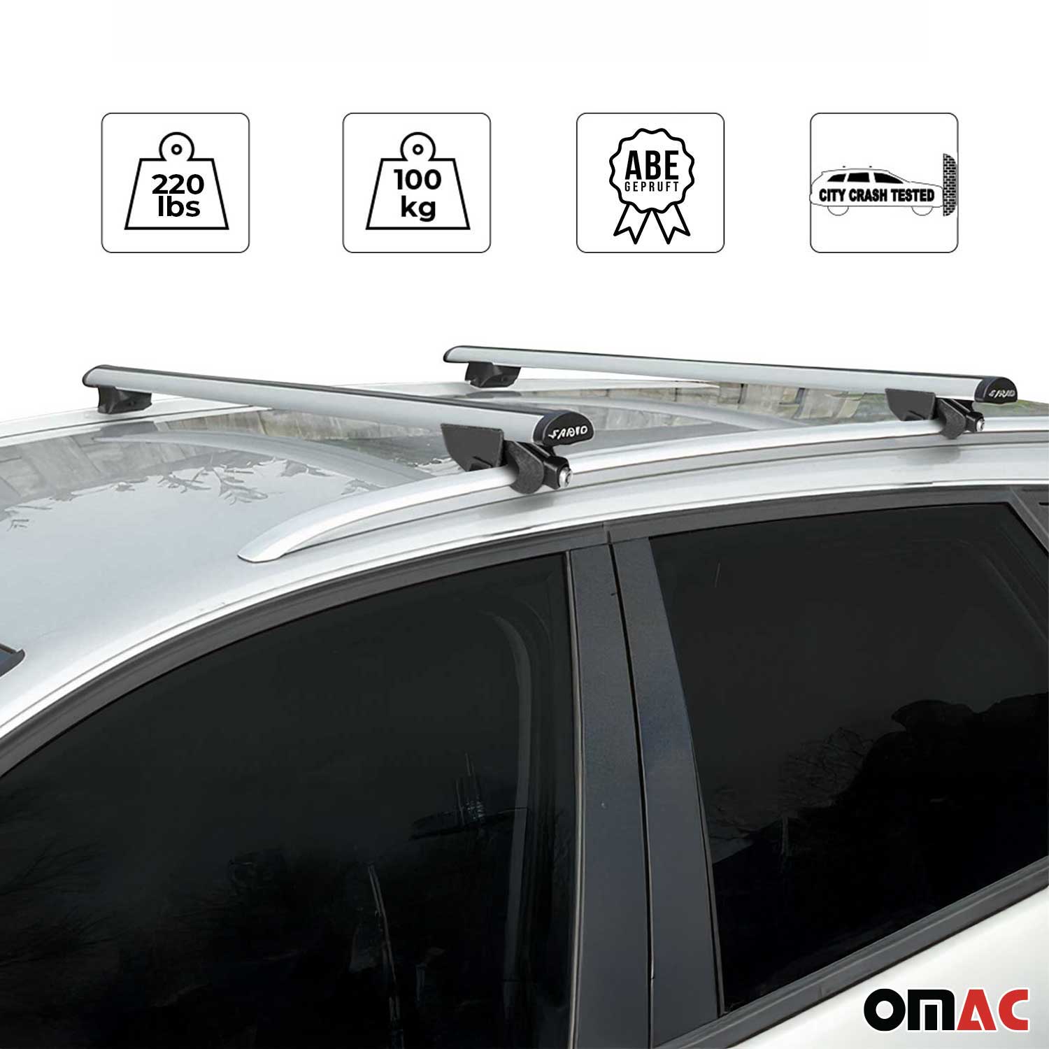 Barres de toit transversales pour Opel Zafira 2005-2009 2 pcs en Alu gris TÜV ABE